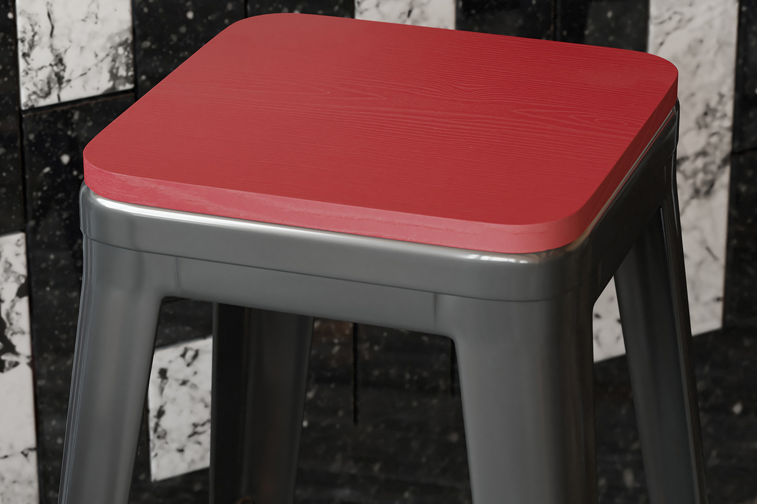 BLNK Perry Square Poly Resin Wood Seat with Rounded Edges for Colorful Metal Bar Stools