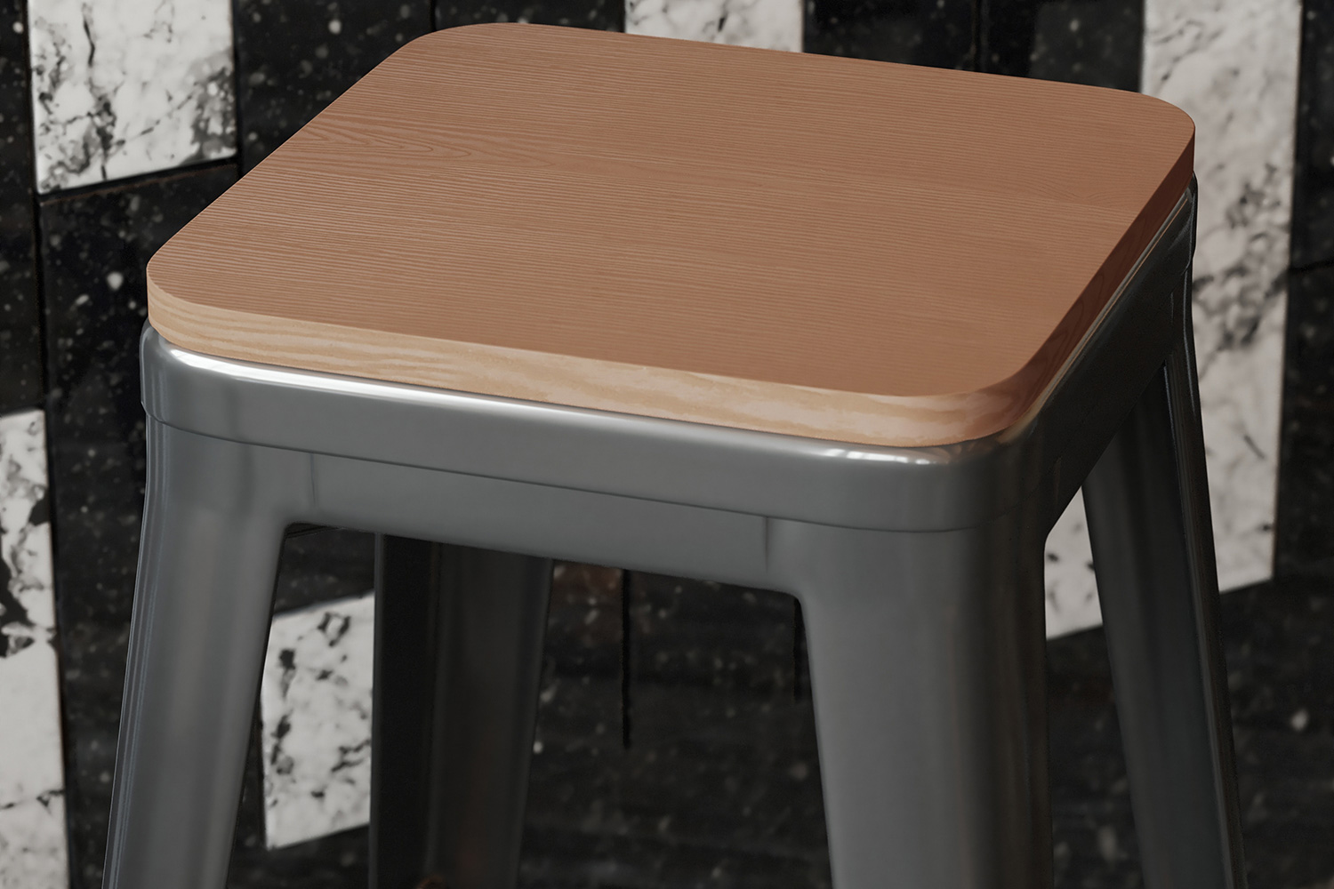 BLNK Perry Square Poly Resin Wood Seat with Rounded Edges for Colorful Metal Bar Stools