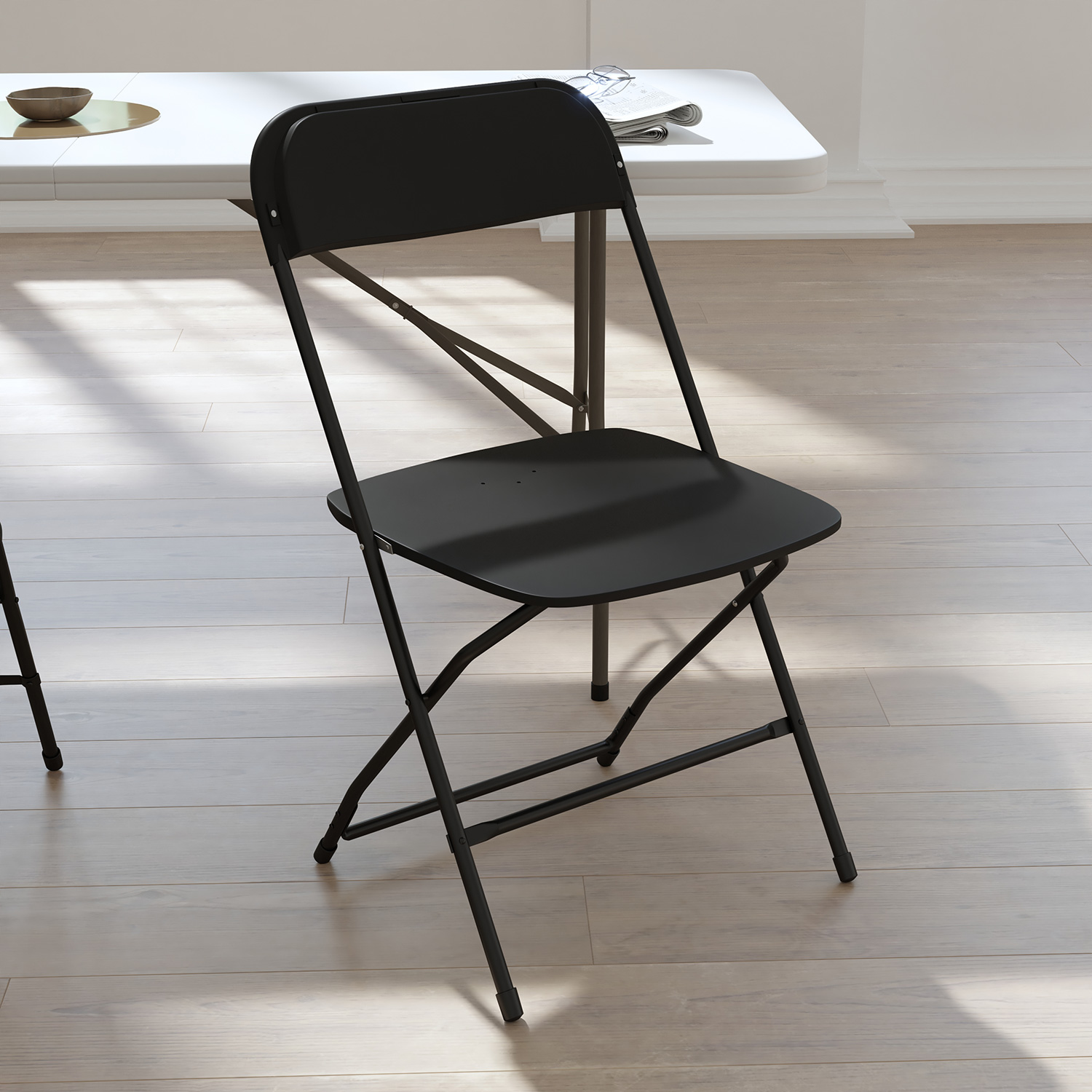 BLNK Hercules Big and Tall Commercial Folding Chair 4-Pack - Black