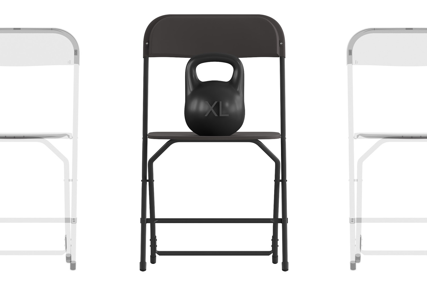 BLNK Hercules Big and Tall Commercial Folding Chair 4-Pack - Black