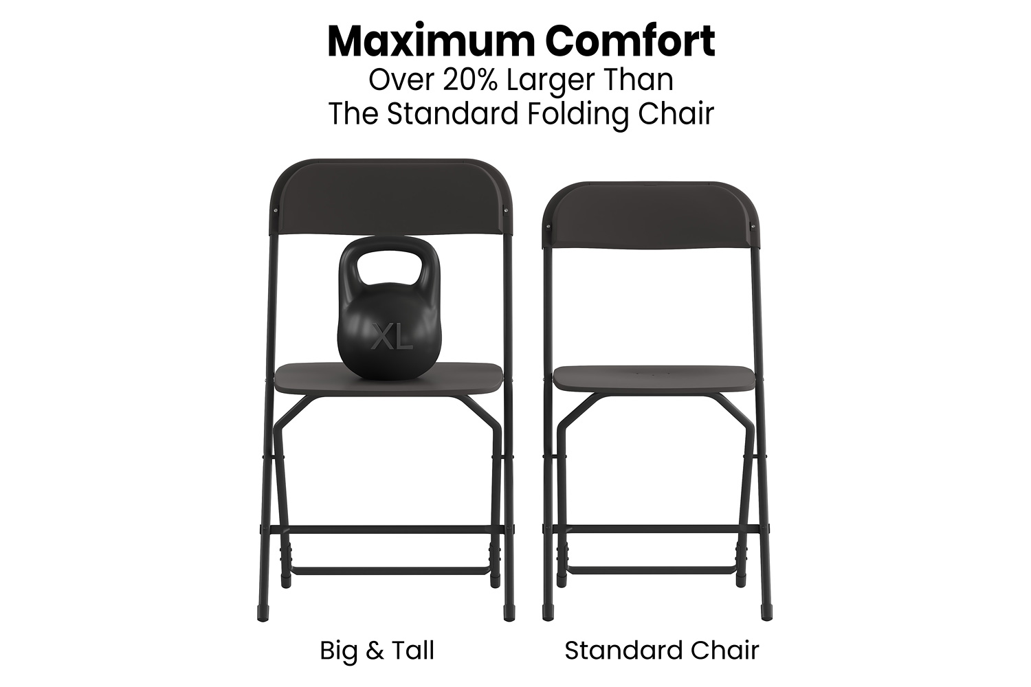 BLNK Hercules Big and Tall Commercial Folding Chair 4-Pack - Black