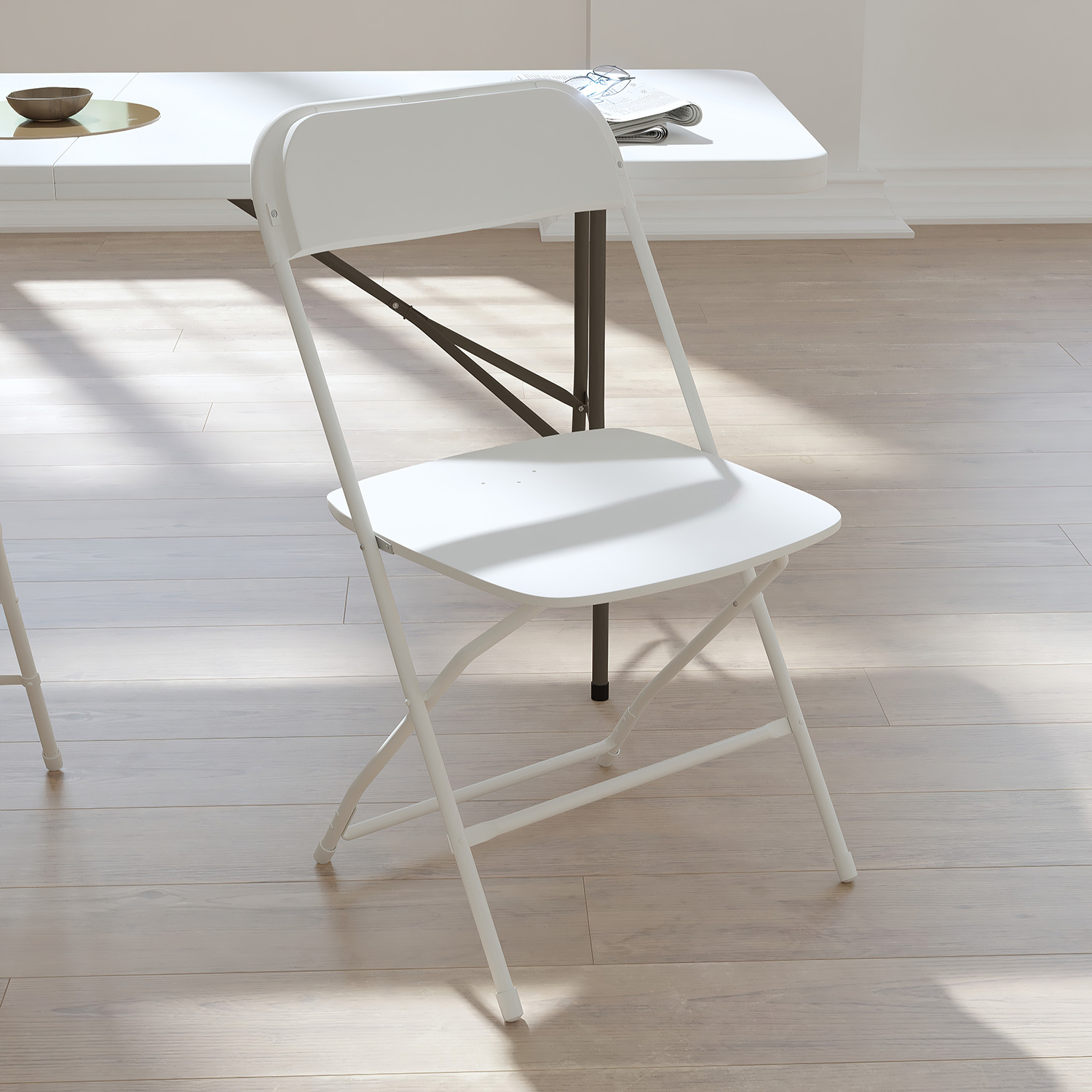 BLNK Hercules Big and Tall Commercial Folding Chair 4-Pack - White