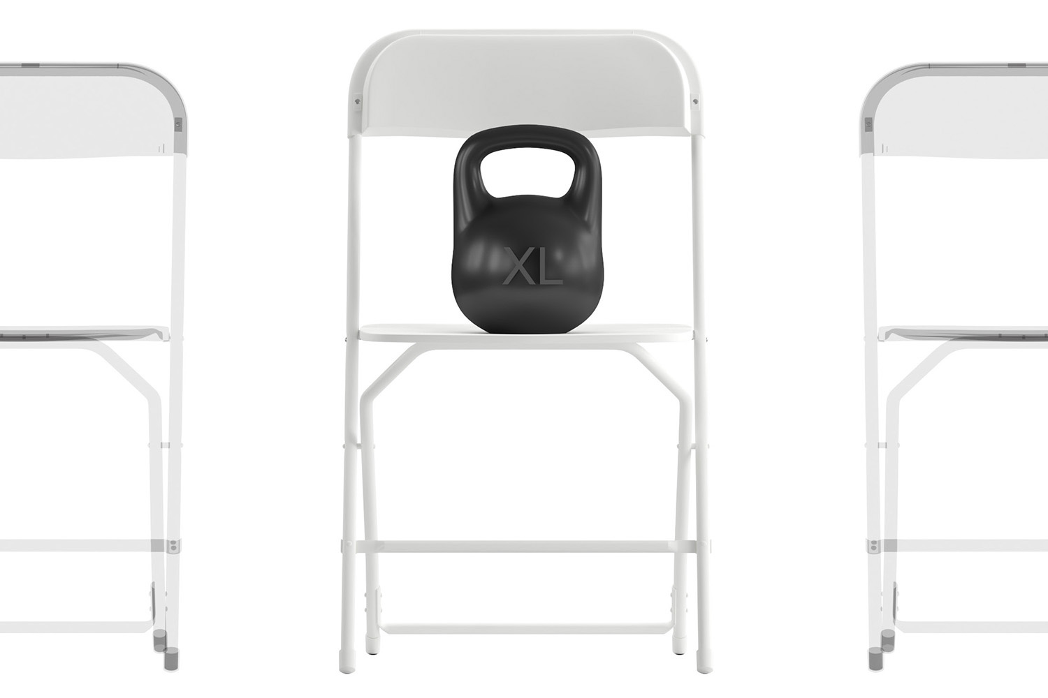 BLNK Hercules Big and Tall Commercial Folding Chair 4-Pack - White