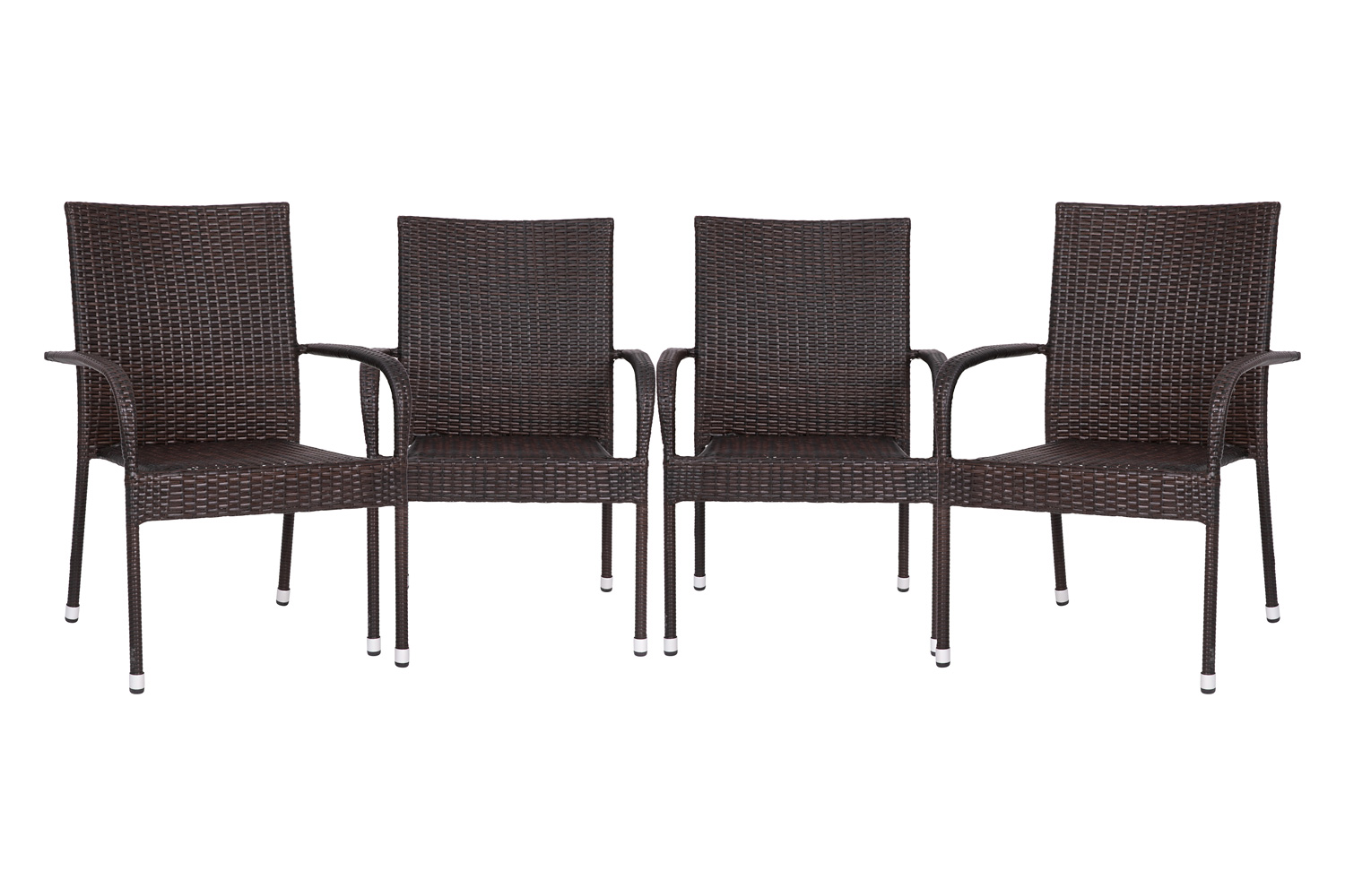 BLNK Maxim Stackable Indoor-Outdoor Wicker Dining Chairs with Arms Set of 4 - Espresso