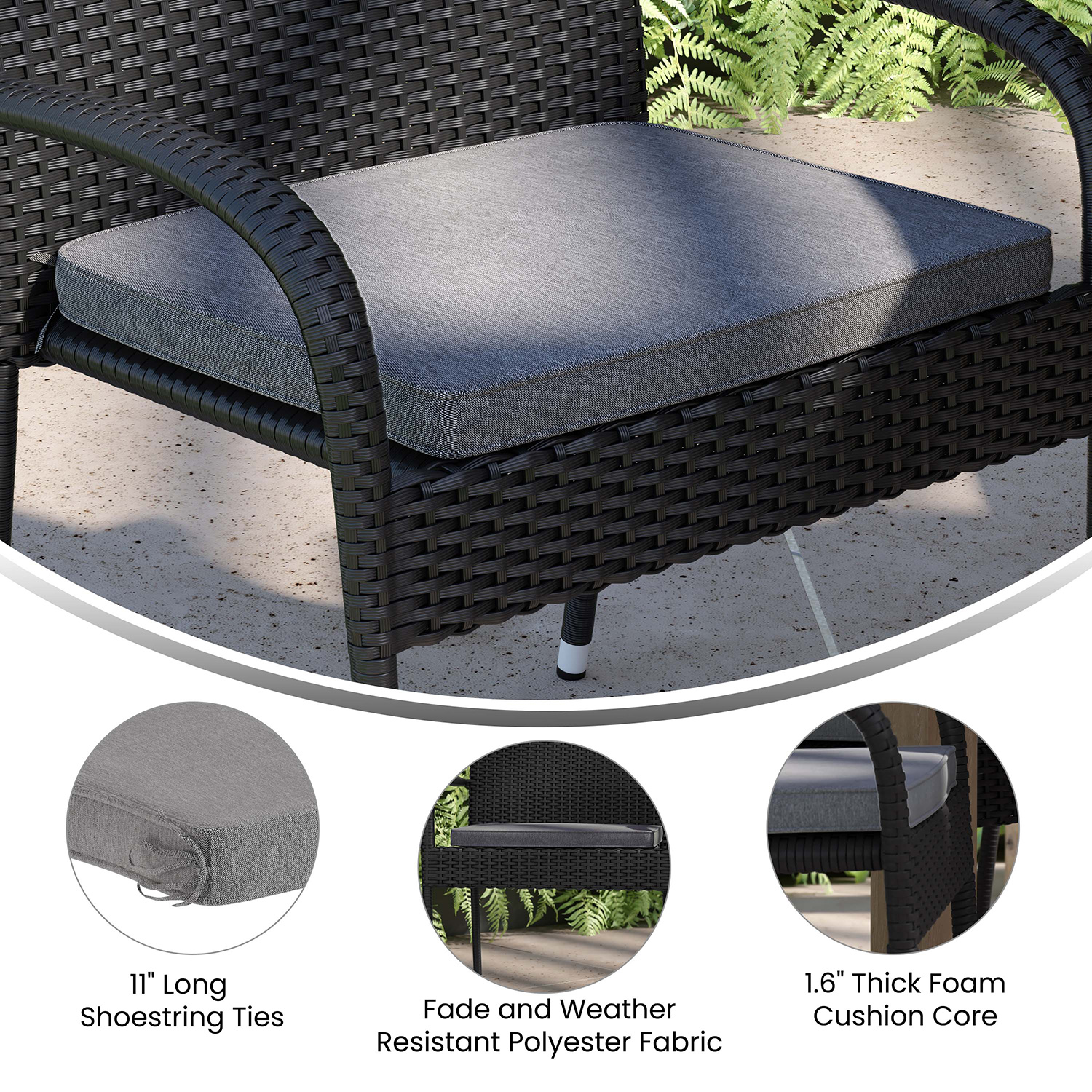 BLNK McIntosh Outdoor Patio Chair Cushion Set of 4 - Gray