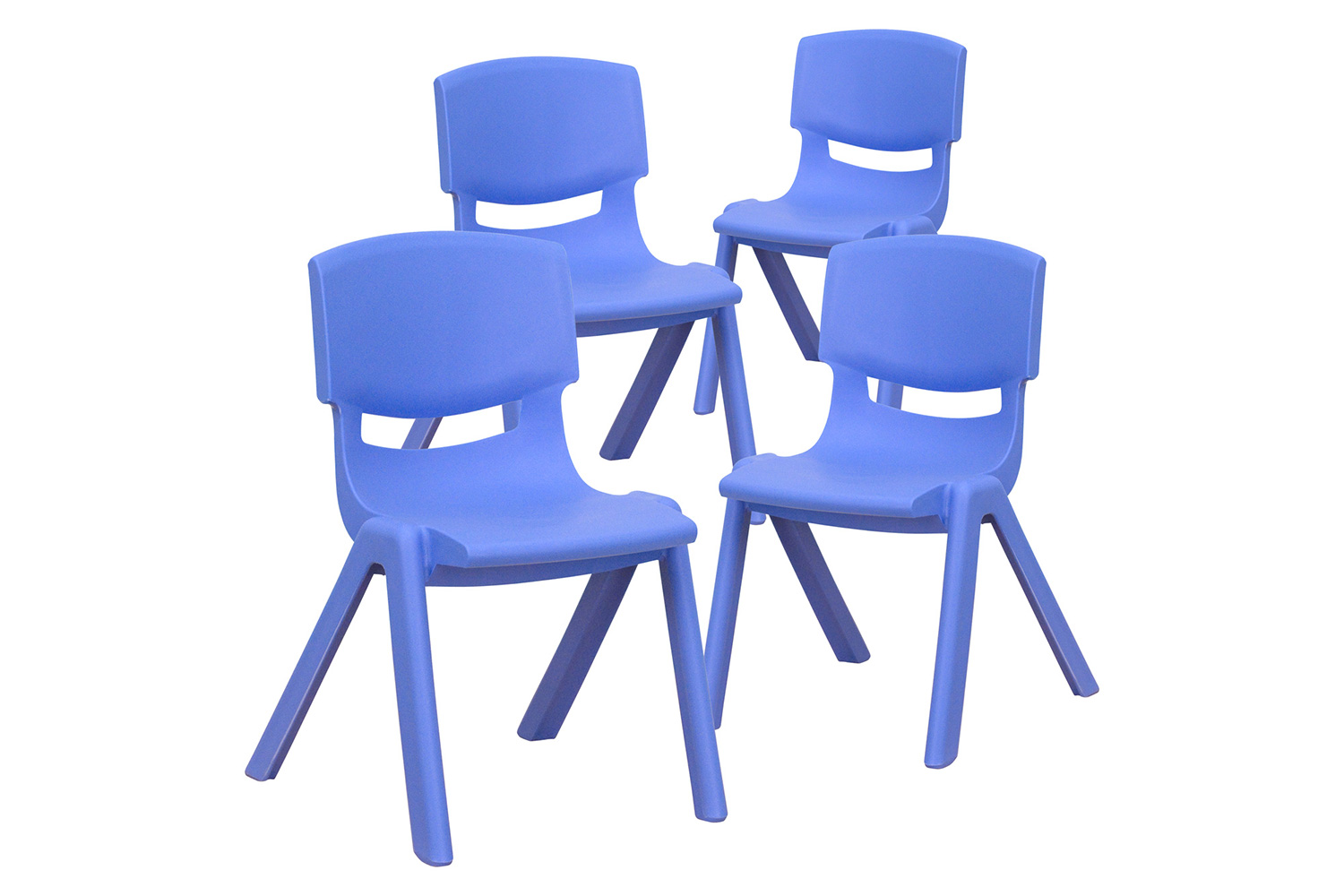 BLNK™ Whitney Plastic Stackable School Chair 4 Pack - Blue, 12"H Seat