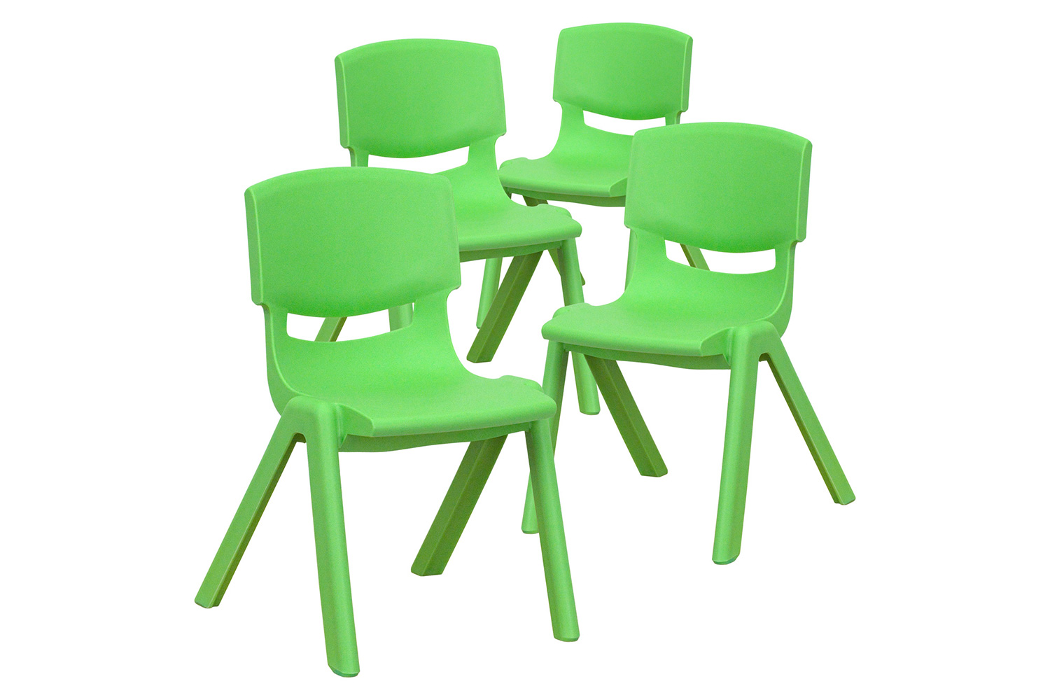 BLNK™ Whitney Plastic Stackable School Chair 4 Pack - Green, 12"H Seat