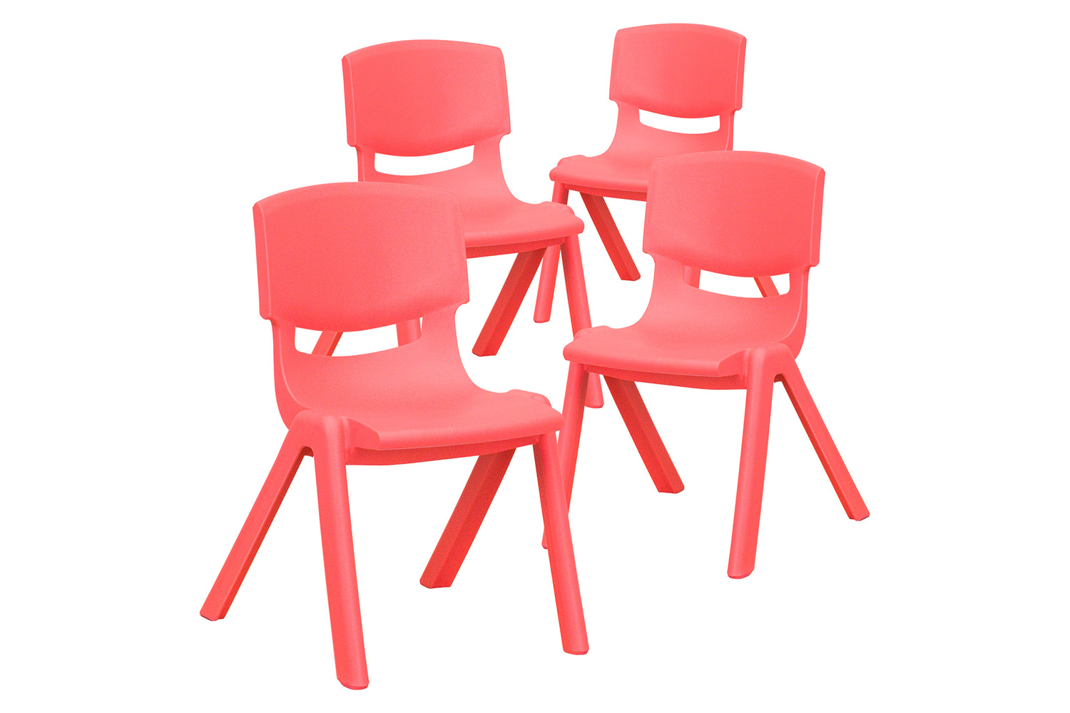 BLNK™ Whitney Plastic Stackable School Chair 4 Pack - Red, 12"H Seat