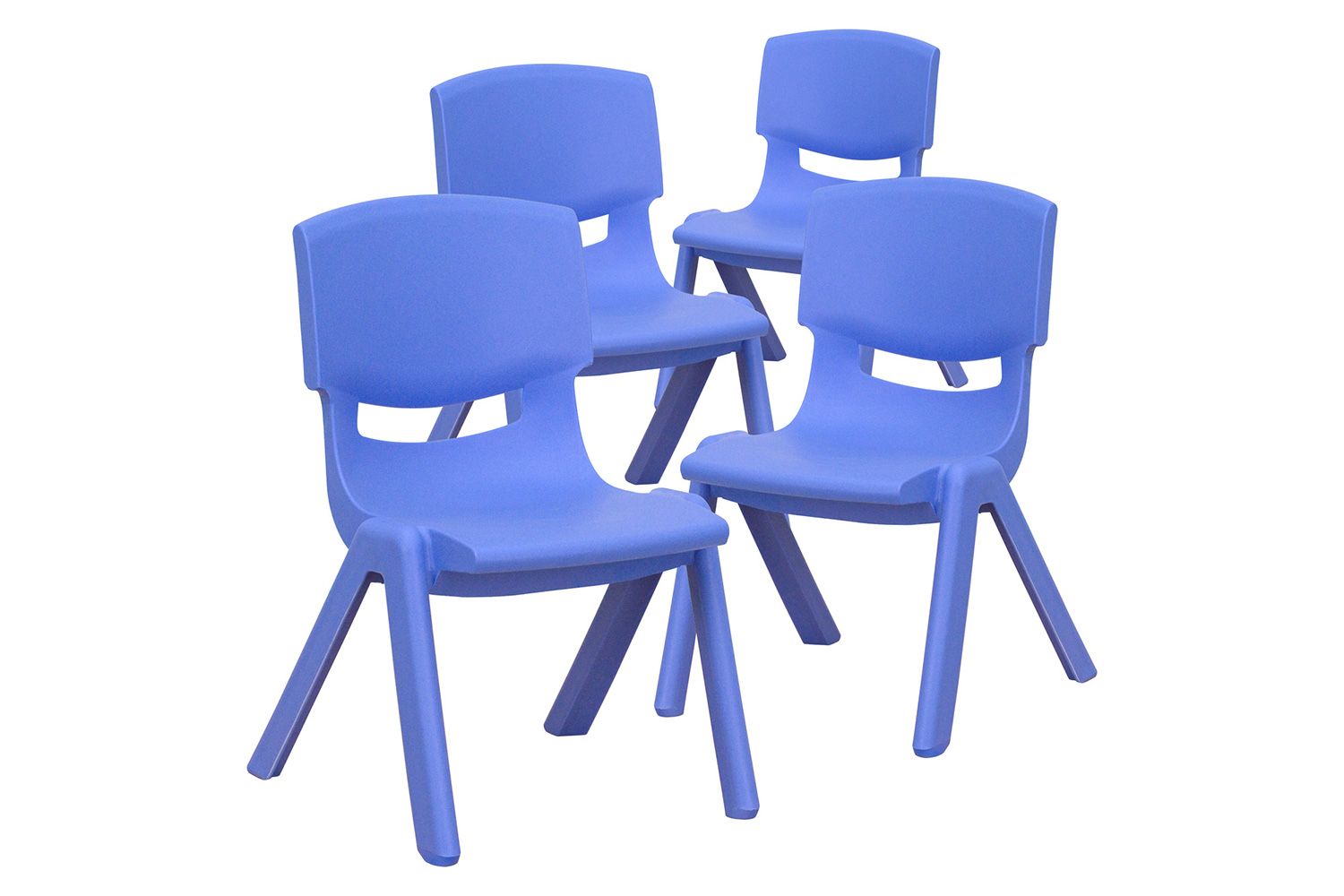 BLNK™ Whitney Plastic Stackable School Chair 4 Pack - Blue, 10.5"H Seat