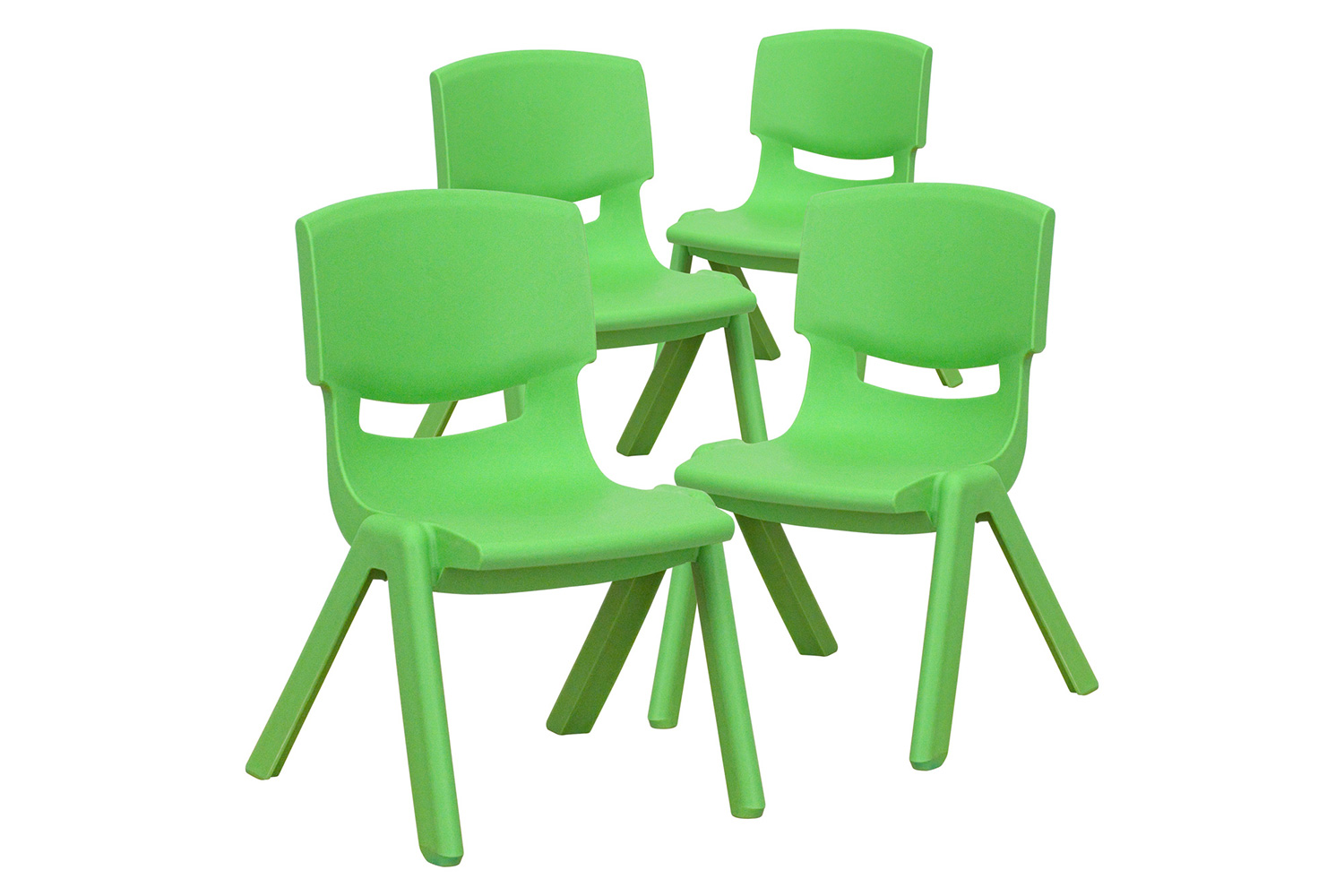 BLNK™ Whitney Plastic Stackable School Chair 4 Pack - Green, 10.5"H Seat