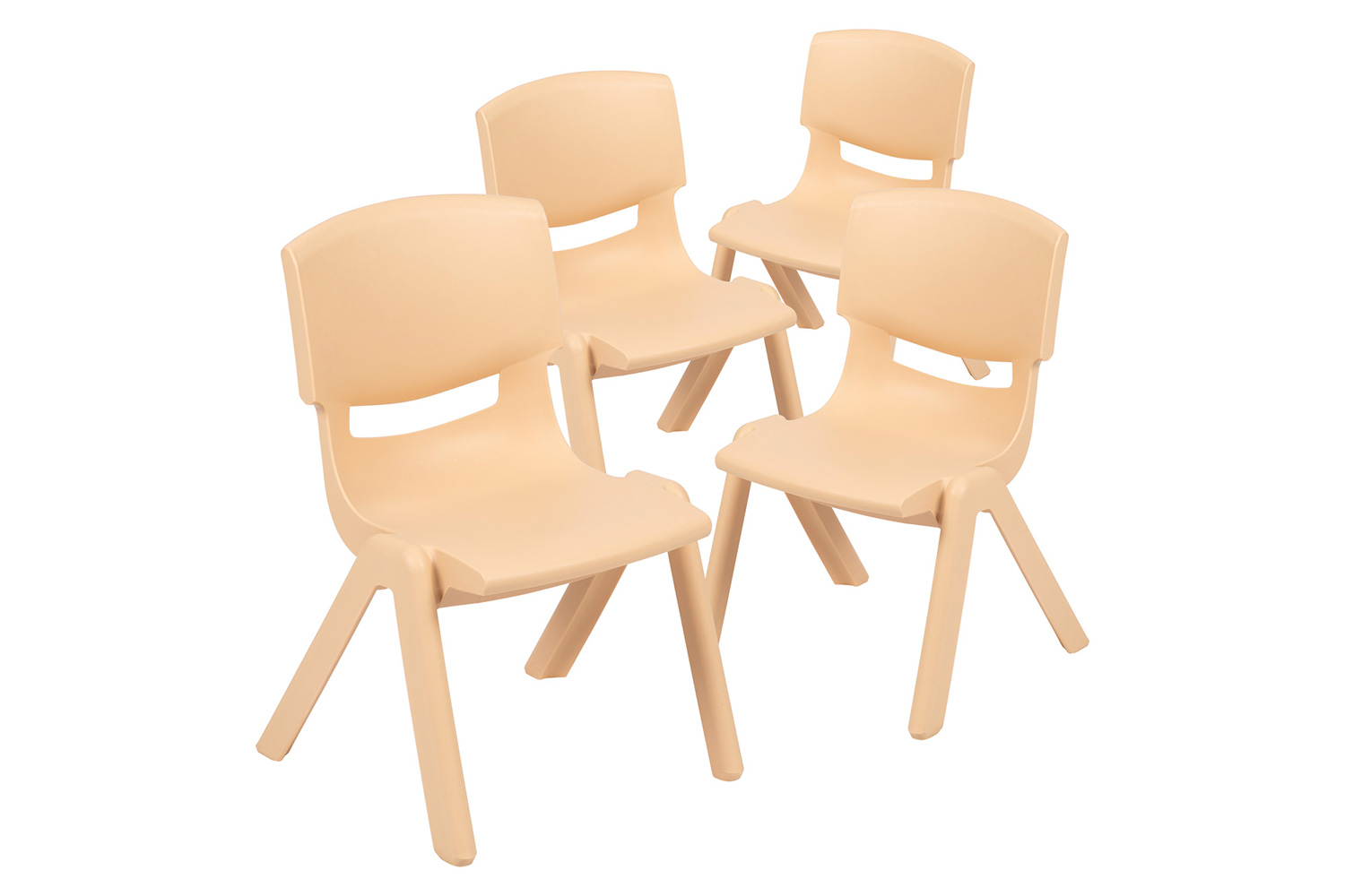 BLNK™ Whitney Plastic Stackable School Chair 4 Pack - Natural, 10.5"H Seat