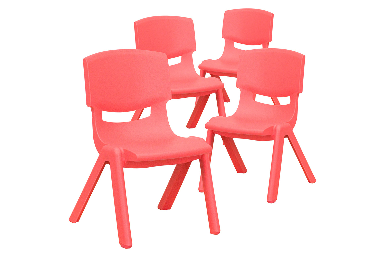 BLNK™ Whitney Plastic Stackable School Chair 4 Pack - Red, 10.5"H Seat