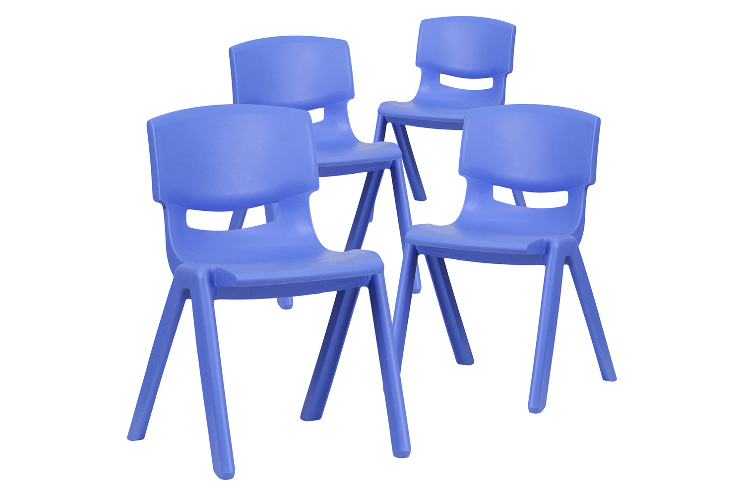 BLNK Whitney Plastic Stackable School Chair 4 Pack - Blue, 13.25"H Seat