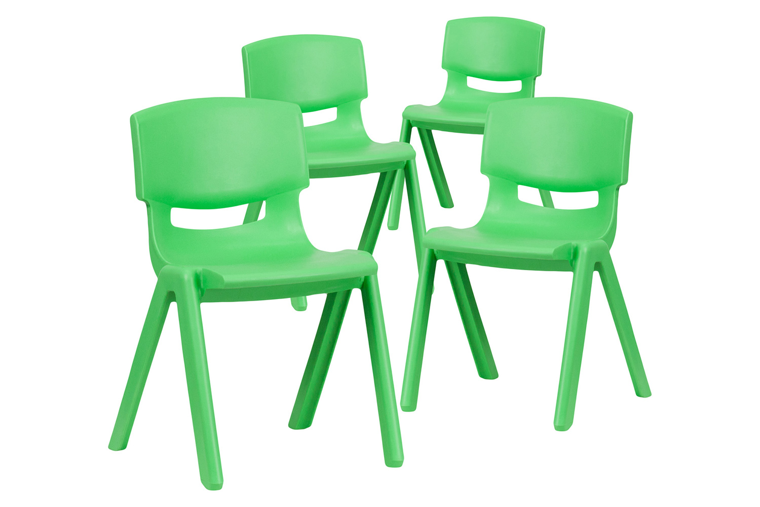 BLNK™ Whitney Plastic Stackable School Chair 4 Pack - Green, 13.25"H Seat