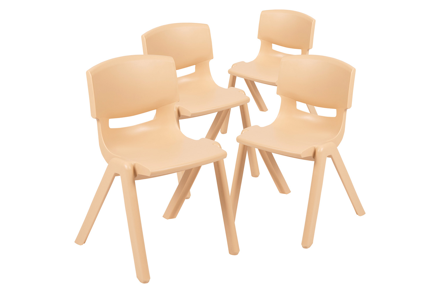 BLNK™ Whitney Plastic Stackable School Chair 4 Pack - Natural, 13.25"H Seat