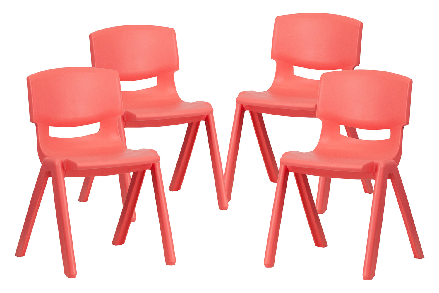 BLNK™ Whitney Plastic Stackable School Chair 4 Pack - Red, 13.25"H Seat