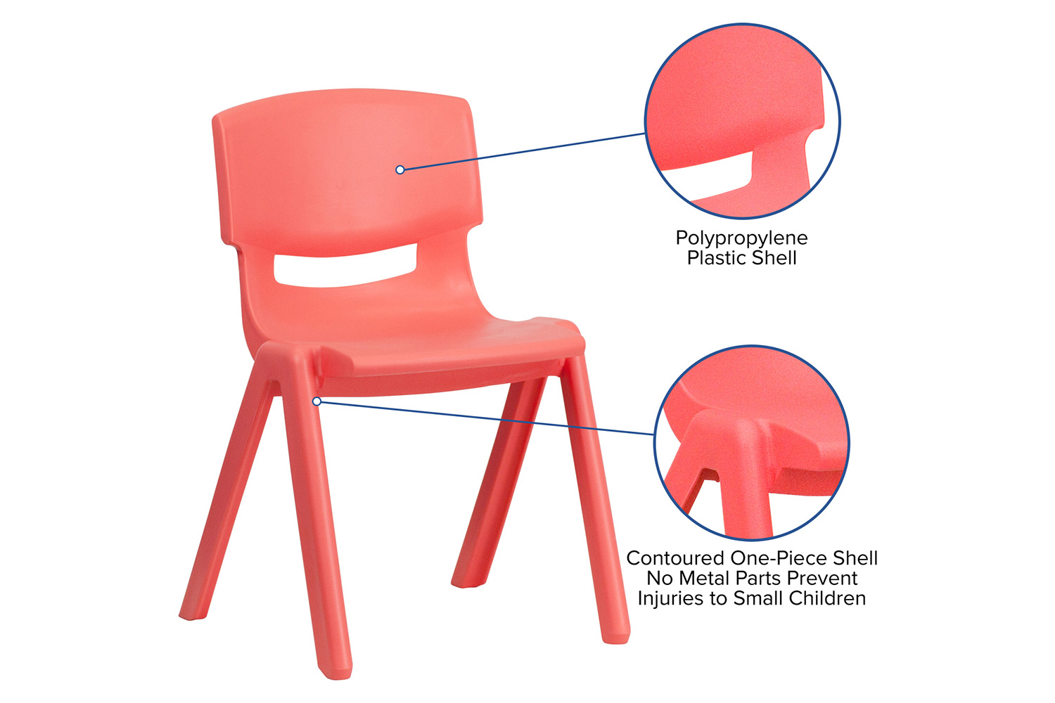 BLNK™ Whitney Plastic Stackable School Chair 4 Pack - Red, 13.25"H Seat