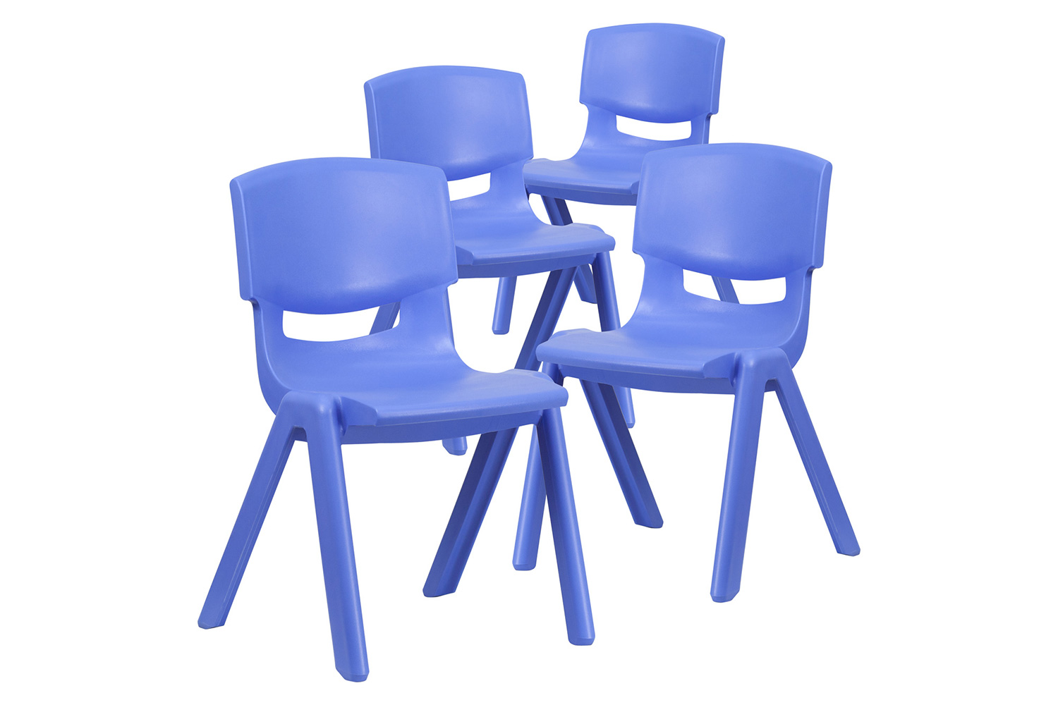 BLNK™ Whitney Plastic Stackable School Chair 4 Pack - Blue, 15.5"H Seat