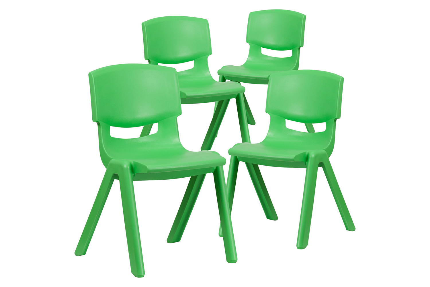 BLNK™ Whitney Plastic Stackable School Chair 4 Pack - Green, 15.5"H Seat