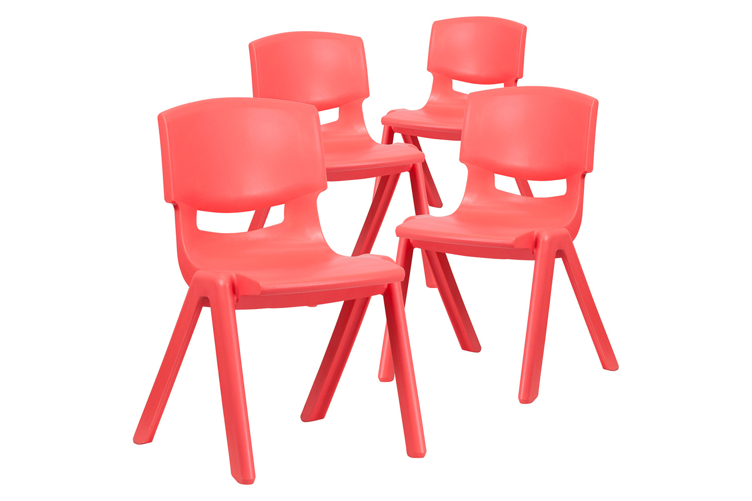 BLNK™ Whitney Plastic Stackable School Chair 4 Pack - Red, 15.5"H Seat