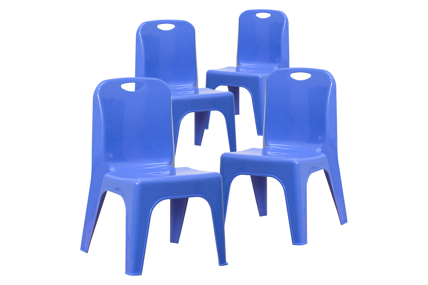 BLNK™ Whitney Plastic Stackable School Chair 4 Pack - Blue, 11"H Seat