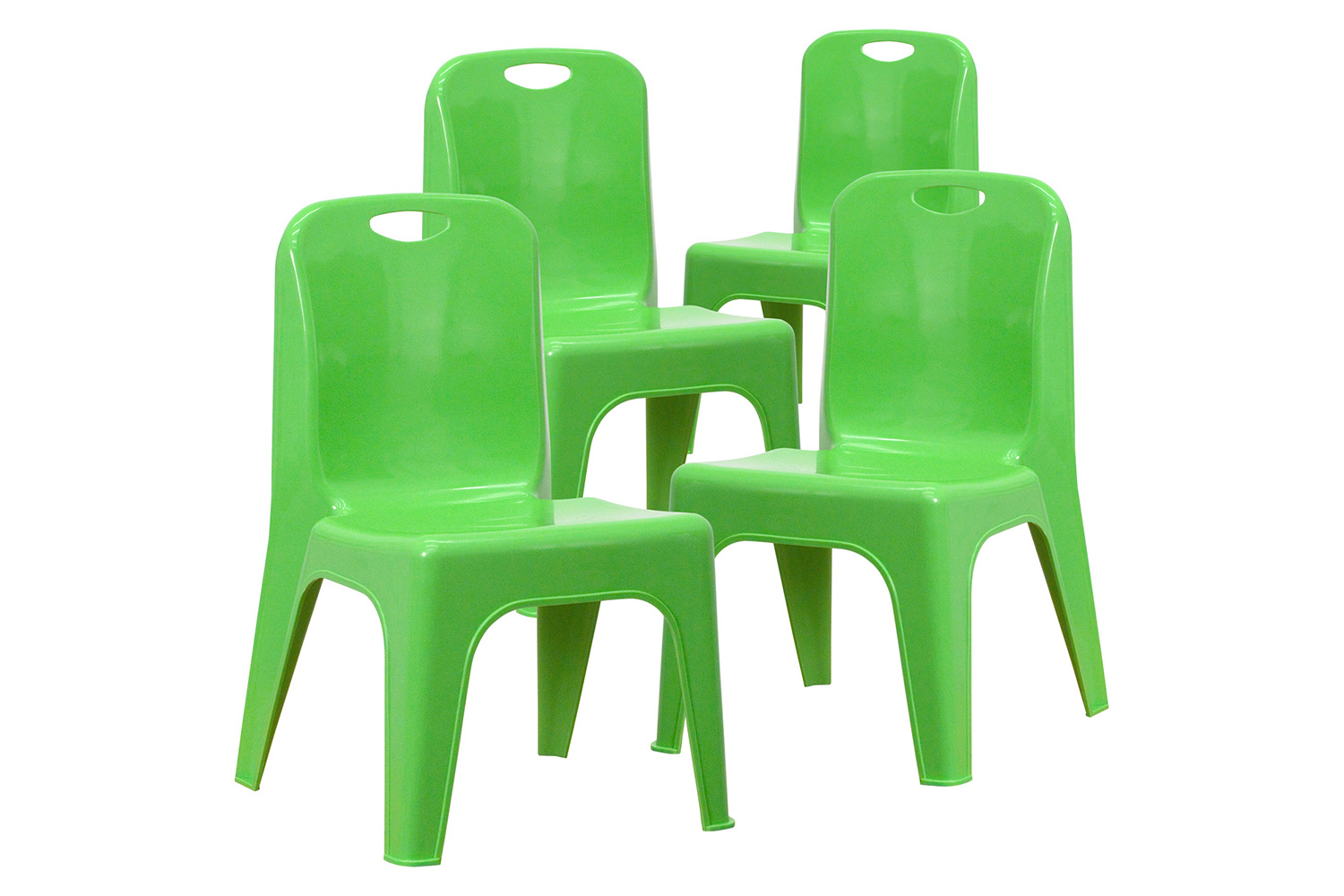 BLNK™ Whitney Plastic Stackable School Chair 4 Pack - Green, 11"H Seat