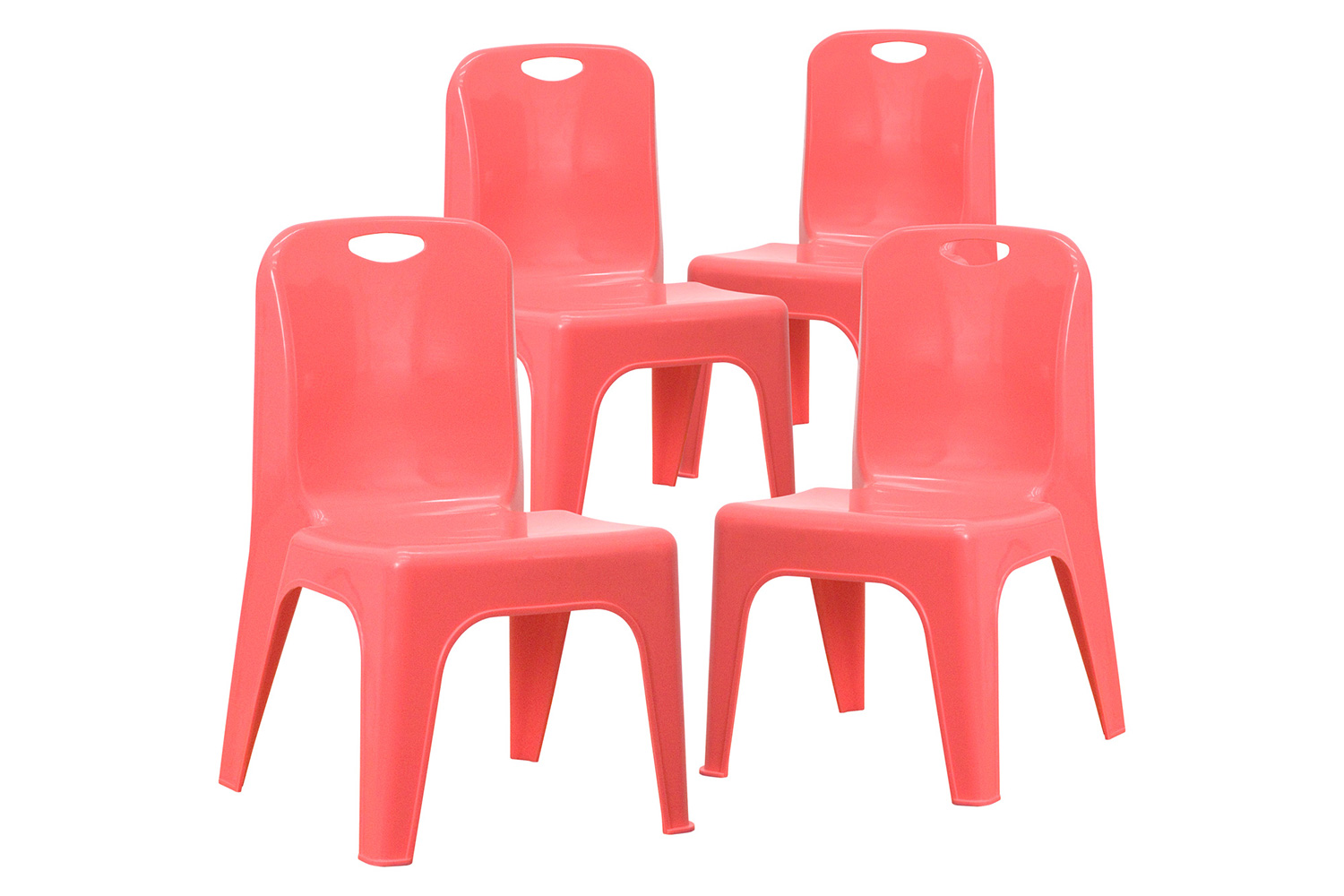 BLNK™ Whitney Plastic Stackable School Chair 4 Pack - Red, 11"H Seat