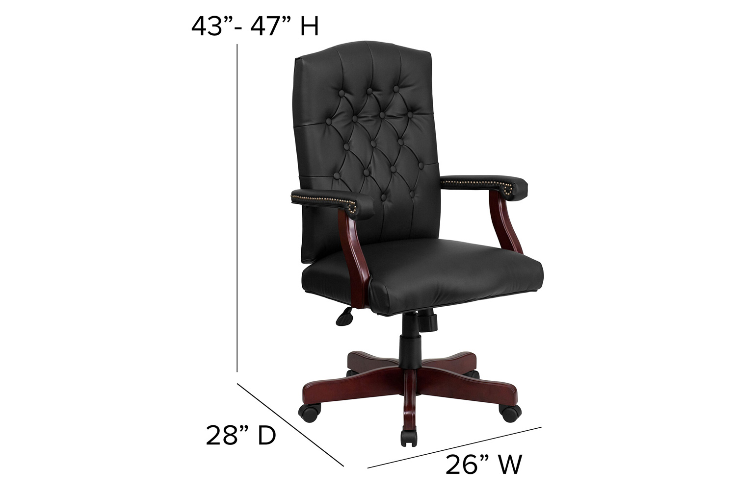 BLNK Martha Washington LeatherSoft Executive Swivel Office Chair with Arms - Black