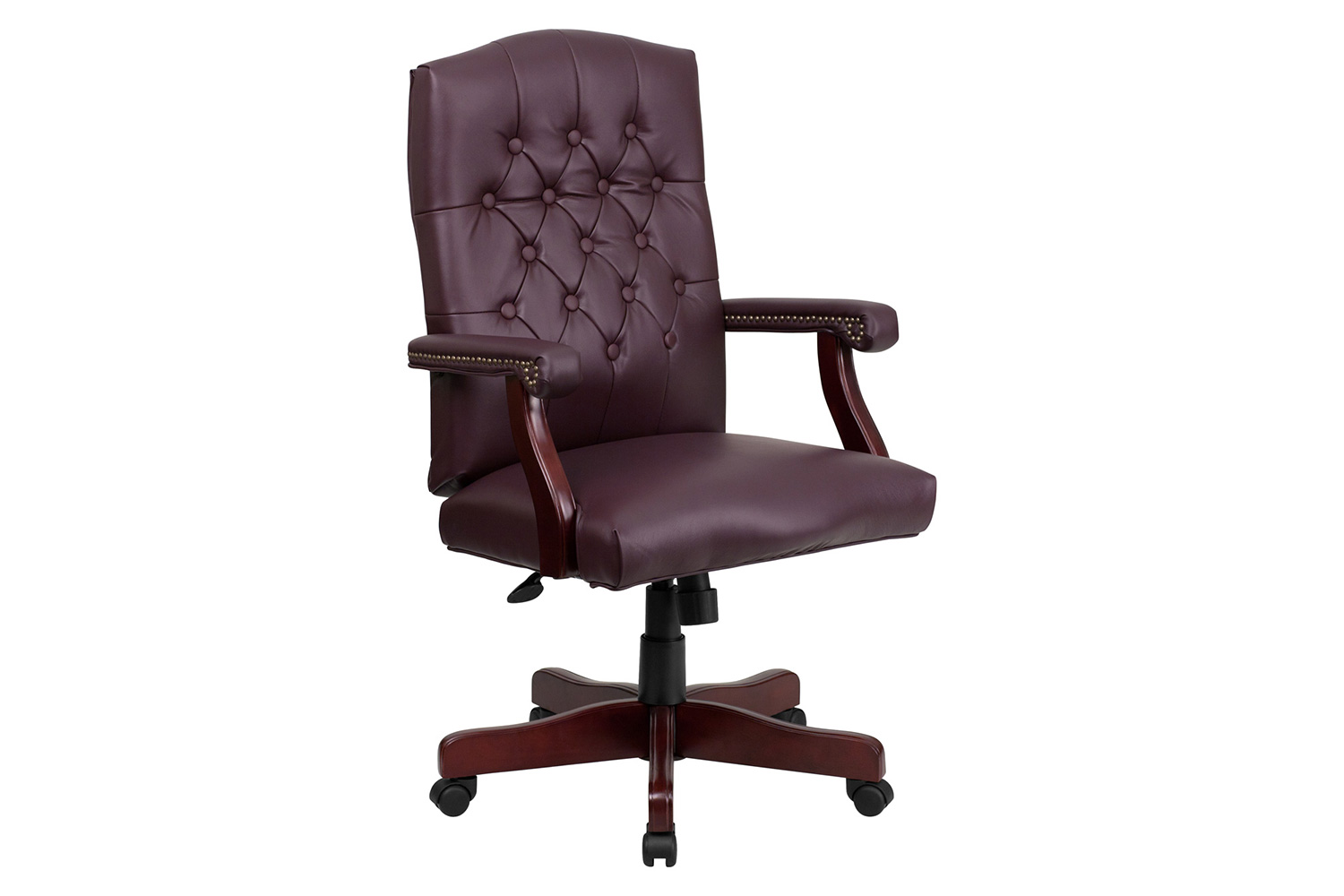 BLNK Martha Washington LeatherSoft Executive Swivel Office Chair with Arms - Burgundy