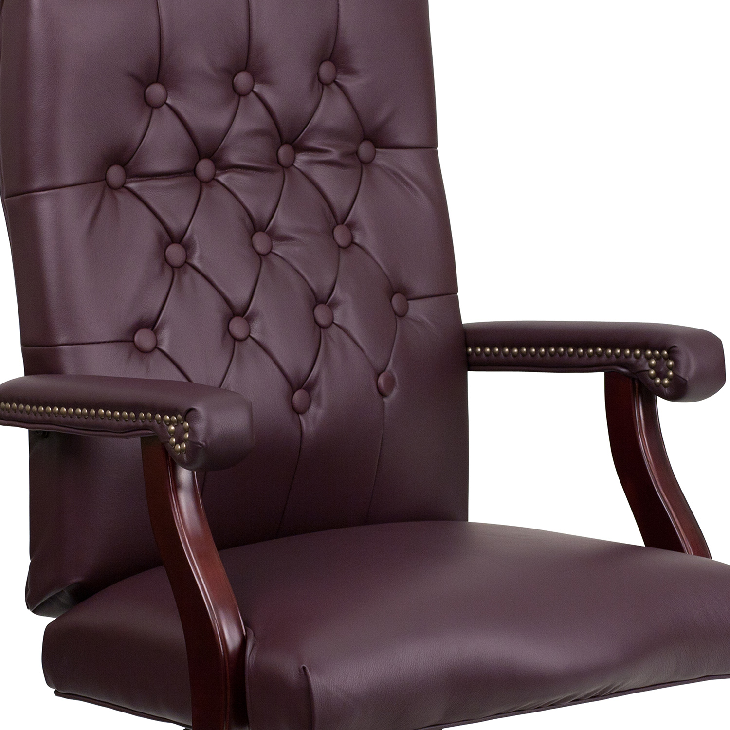 BLNK Martha Washington LeatherSoft Executive Swivel Office Chair with Arms - Burgundy