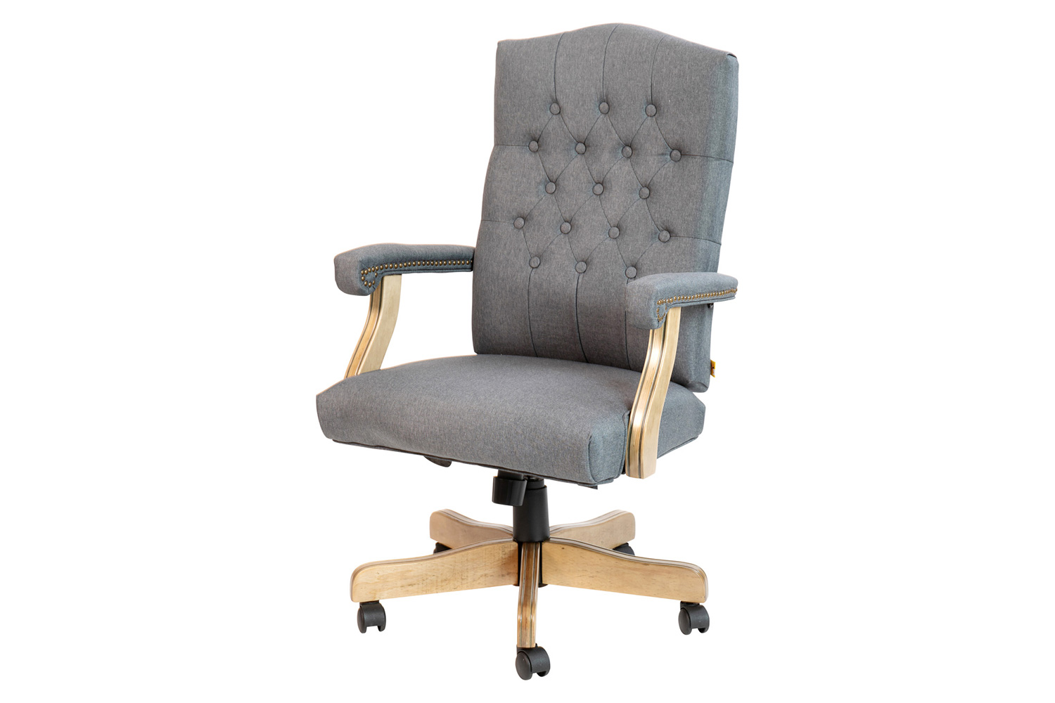 BLNK Derrick Classic Executive Swivel Office Chair with Driftwood Arms and Base