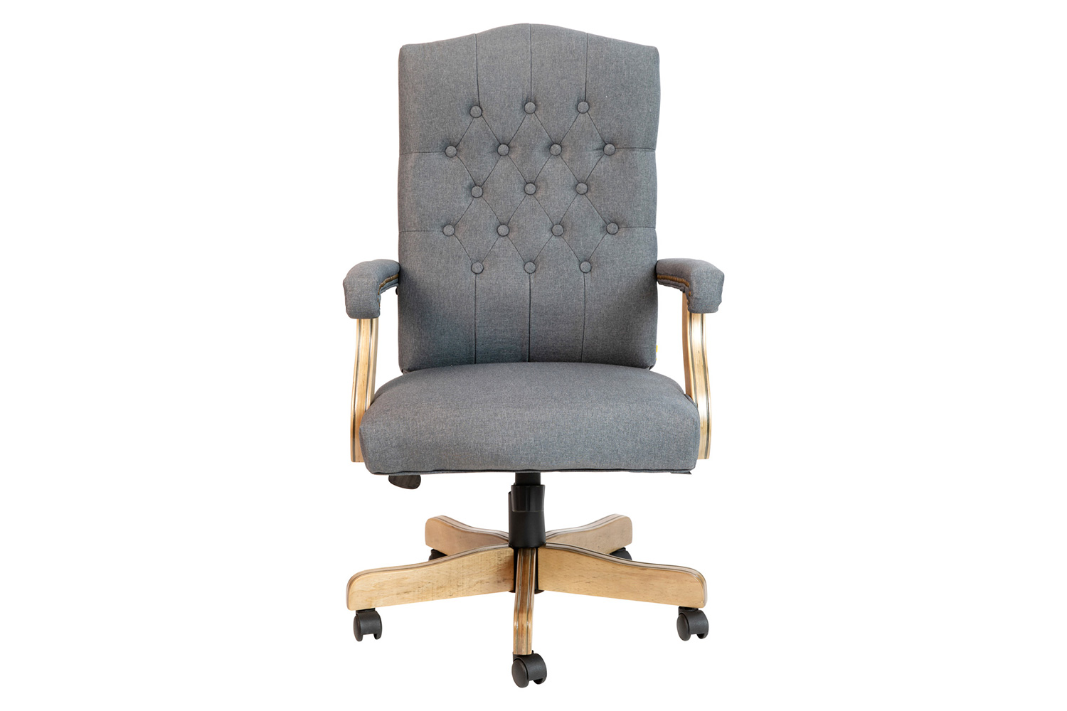 BLNK Derrick Classic Executive Swivel Office Chair with Driftwood Arms and Base - Gray