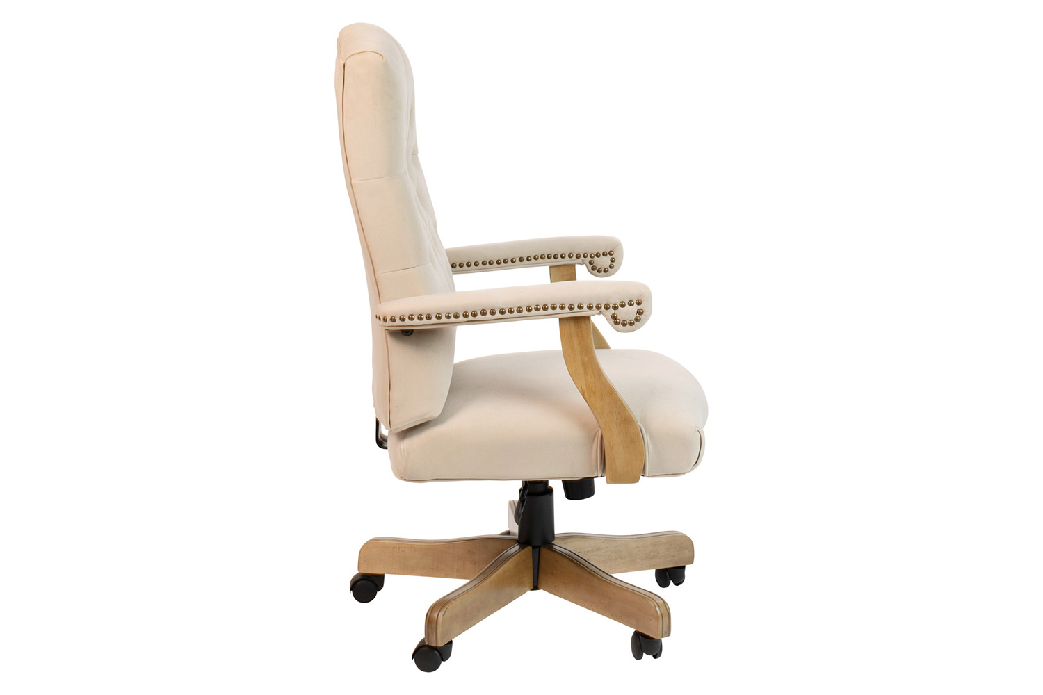 BLNK Derrick Classic Executive Swivel Office Chair with Driftwood Arms and Base - Ivory