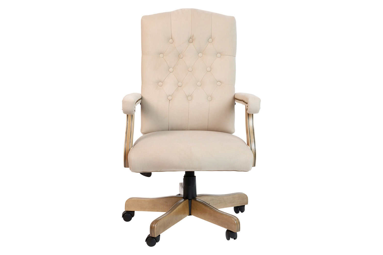 BLNK Derrick Classic Executive Swivel Office Chair with Driftwood Arms and Base - Ivory