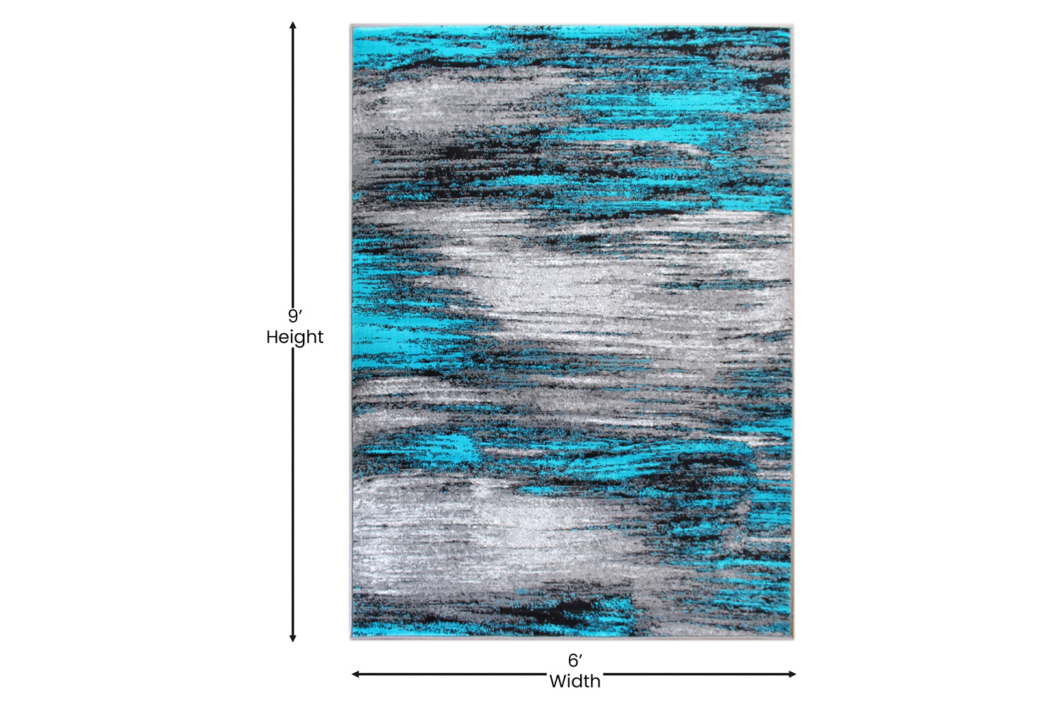 BLNK Rylan Collection Abstract Olefin Area Rug with Jute Backing - Turquoise, 6'W x 9'L