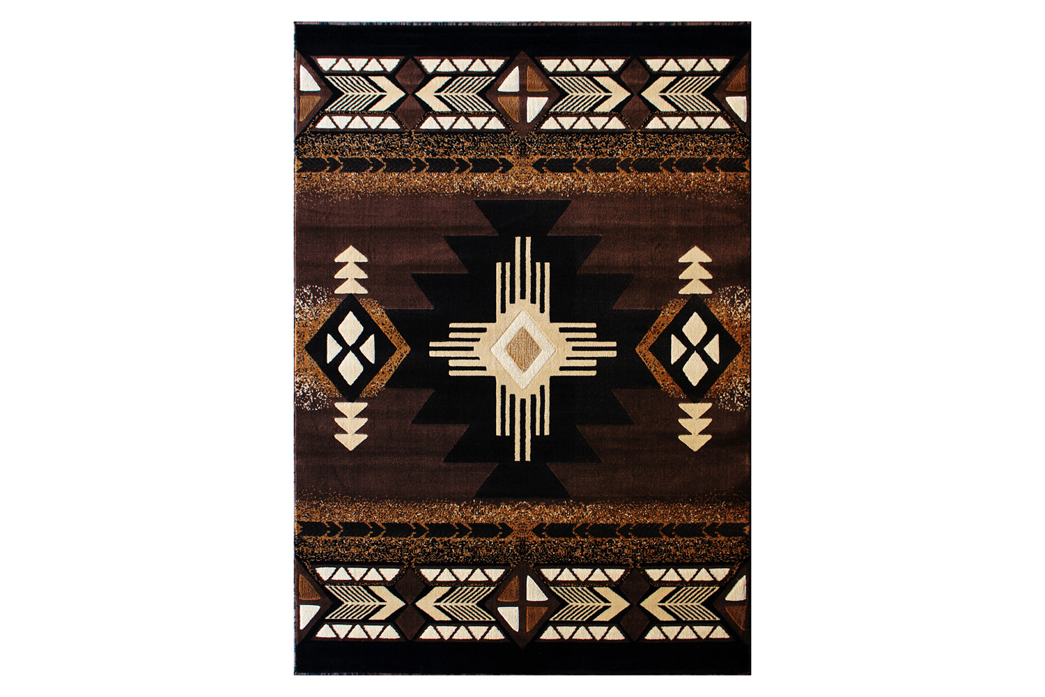 BLNK Mohave Collection Southwestern Style Olefin Traditional Area Rug with Jute Backing - Chocolate, 5'W x 7'L