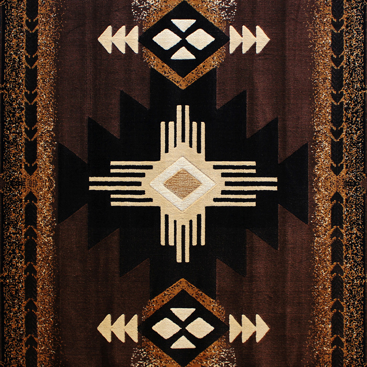 BLNK Mohave Collection Southwestern Style Olefin Traditional Area Rug with Jute Backing - Chocolate, 5'W x 7'L