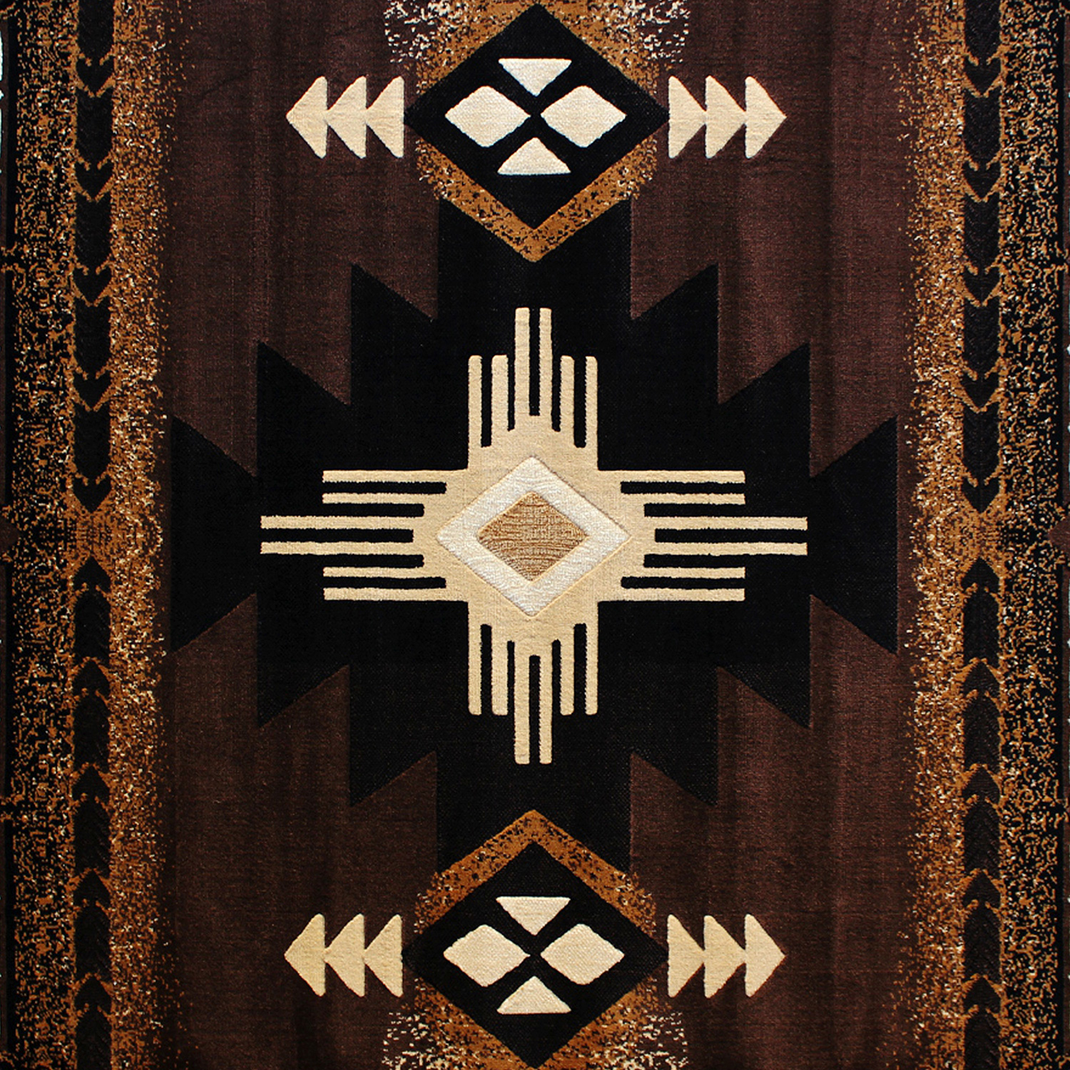 BLNK Mohave Collection Southwestern Style Olefin Traditional Area Rug with Jute Backing - Chocolate, 8'W x 10'L