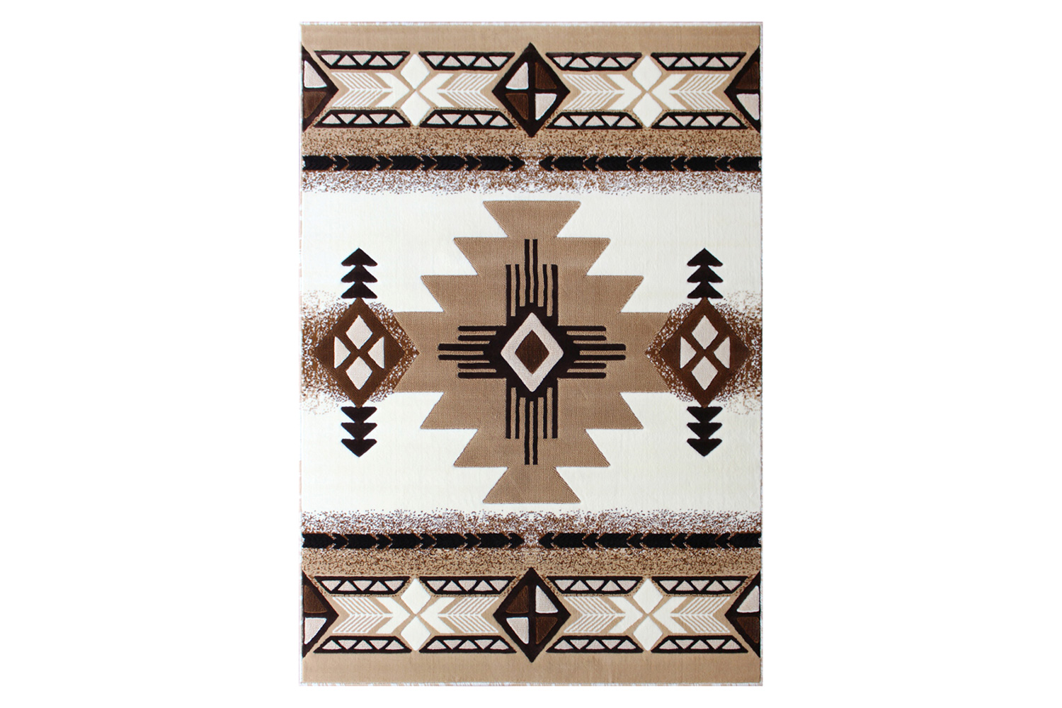 BLNK Mohave Collection Southwestern Style Olefin Traditional Area Rug with Jute Backing - Ivory, 8'W x 10'L