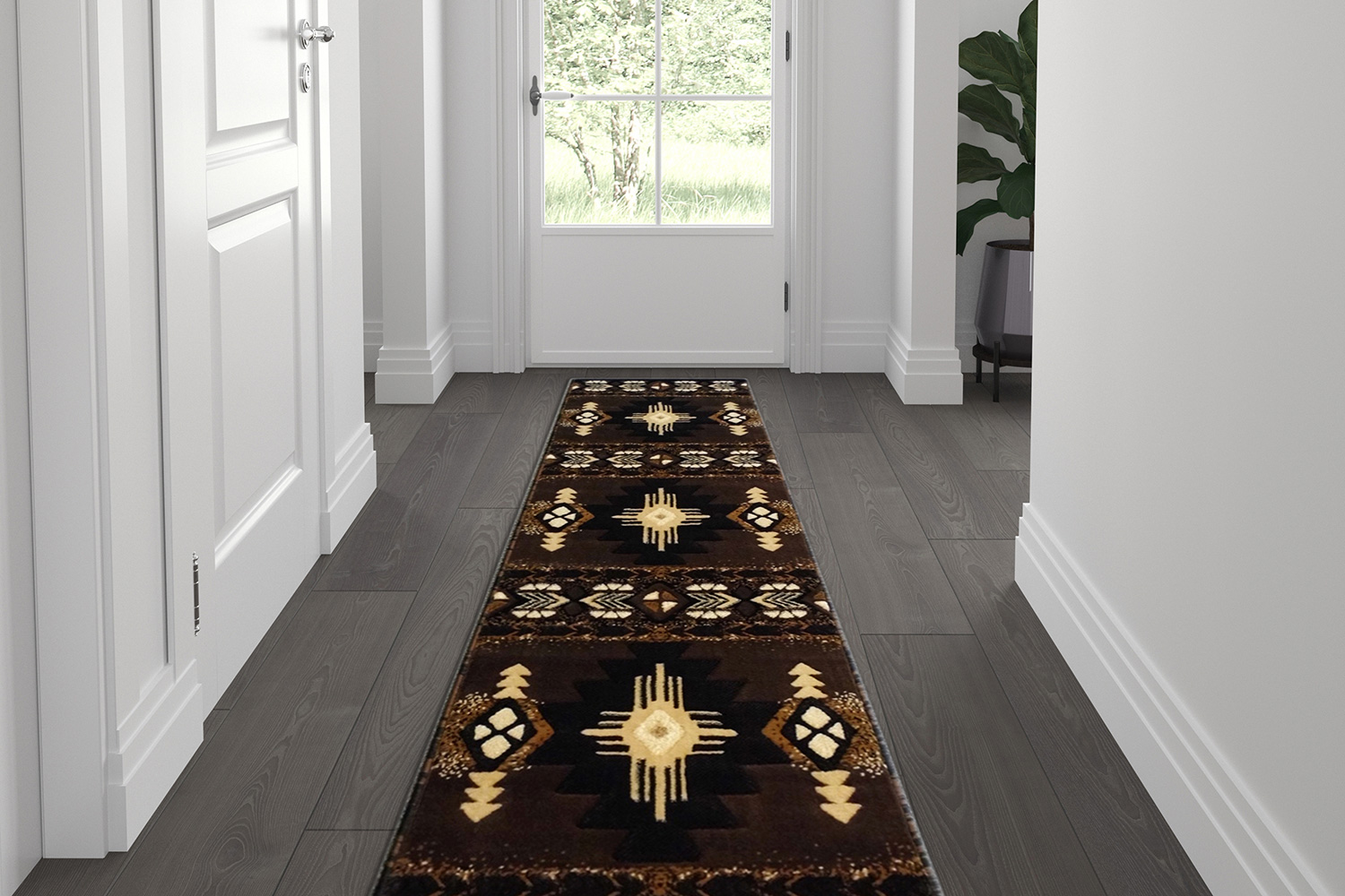 BLNK - Mohave Collection Southwestern Style Olefin Traditional Area Rug with Jute Backing