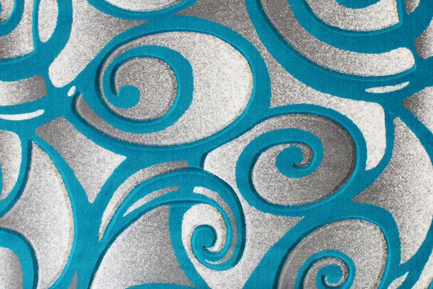 BLNK Willow Collection Modern Olefin High-Low Pile Swirled Area Rug - Turquoise, 5'W x 7'L