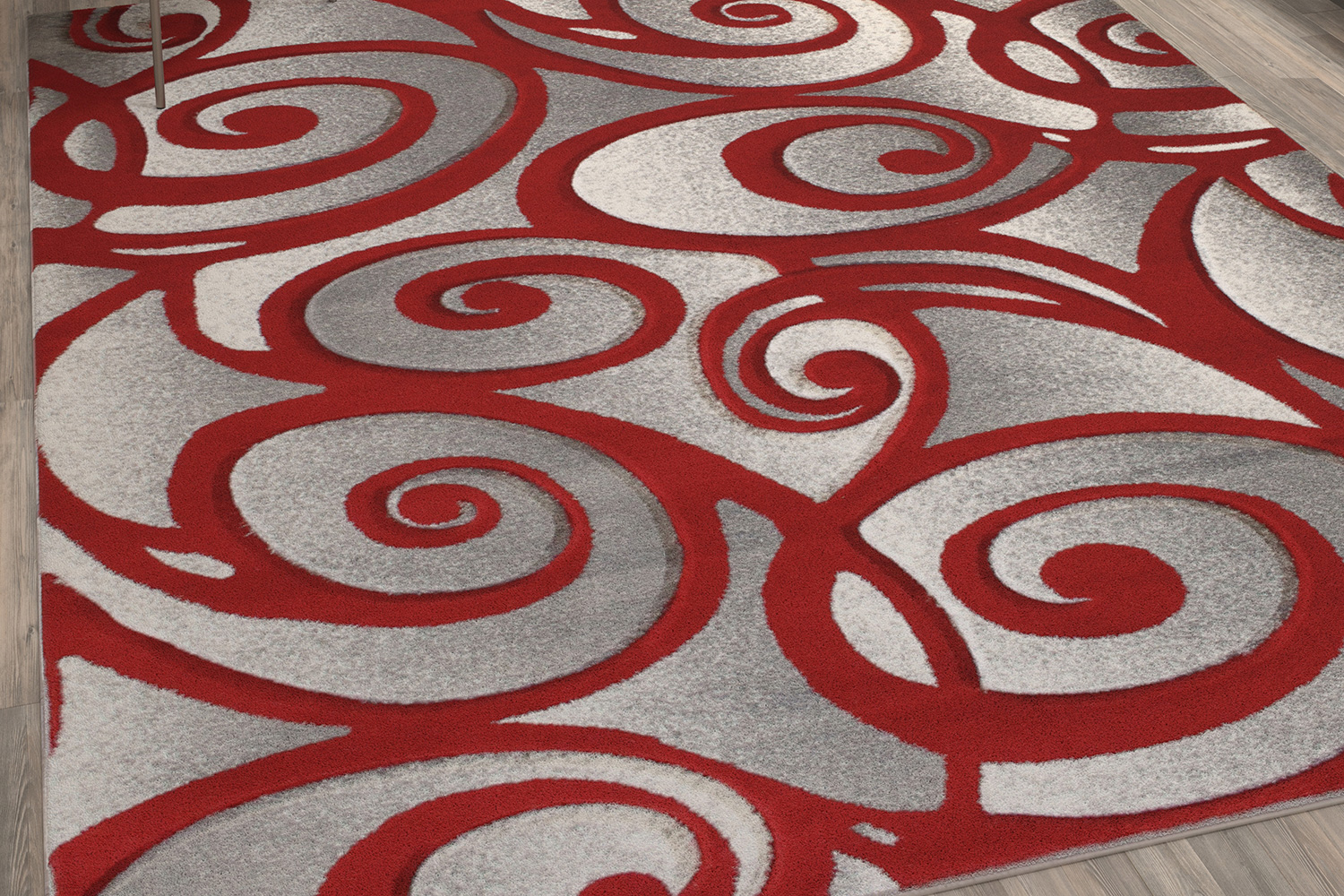 BLNK Willow Collection Modern Olefin High-Low Pile Swirled Area Rug - Red, 8'W x 10'L