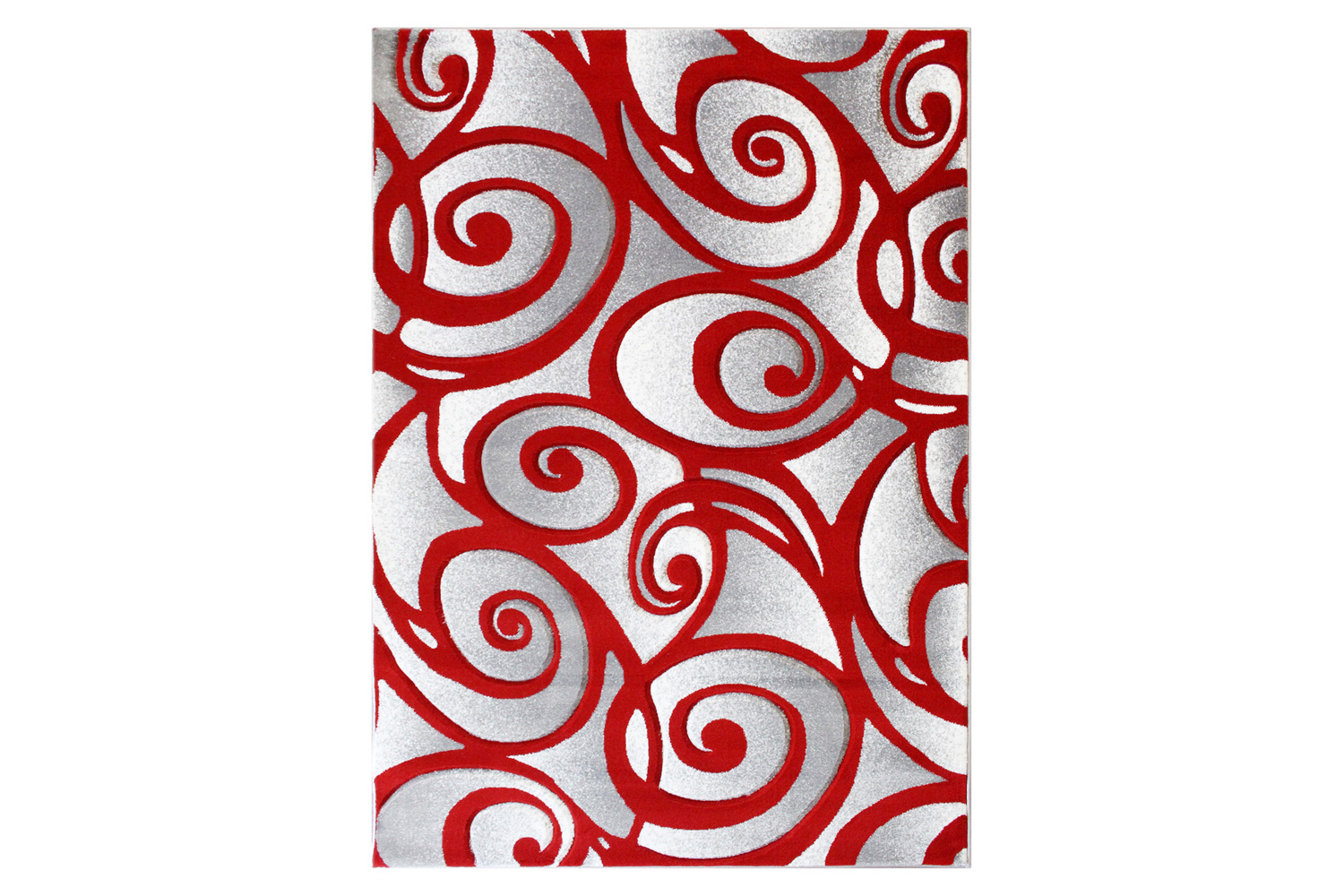 BLNK Willow Collection Modern Olefin High-Low Pile Swirled Area Rug - Red, 8'W x 10'L