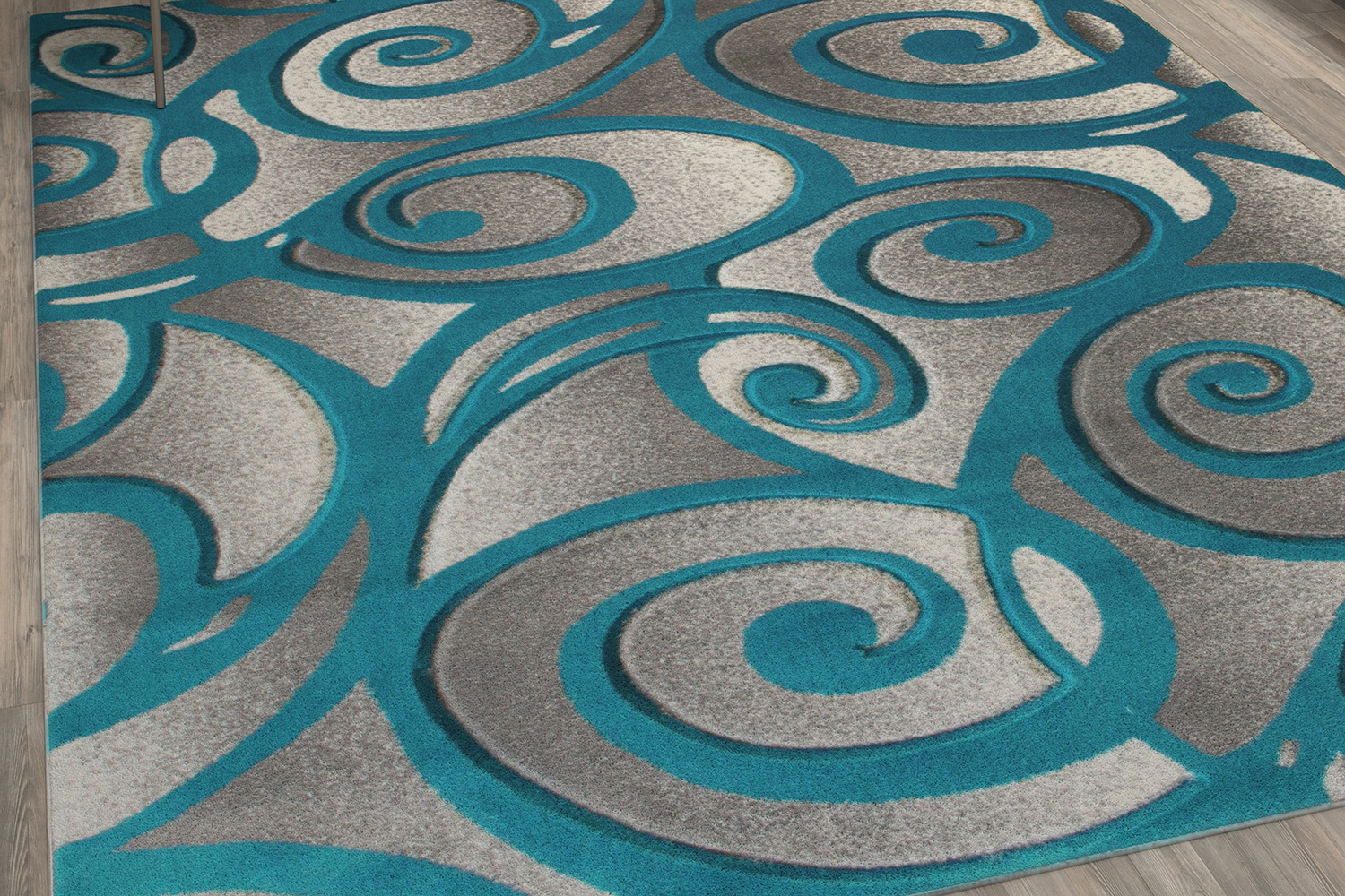 BLNK Willow Collection Modern Olefin High-Low Pile Swirled Area Rug - Turquoise, 8'W x 10'L