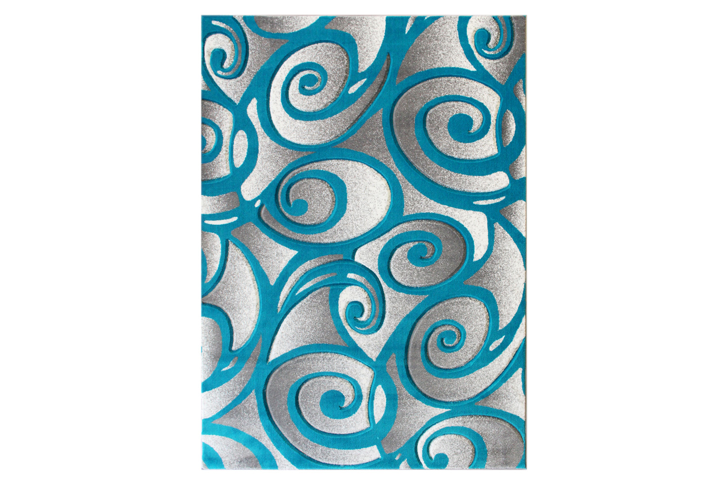 BLNK Willow Collection Modern Olefin High-Low Pile Swirled Area Rug - Turquoise, 8'W x 10'L