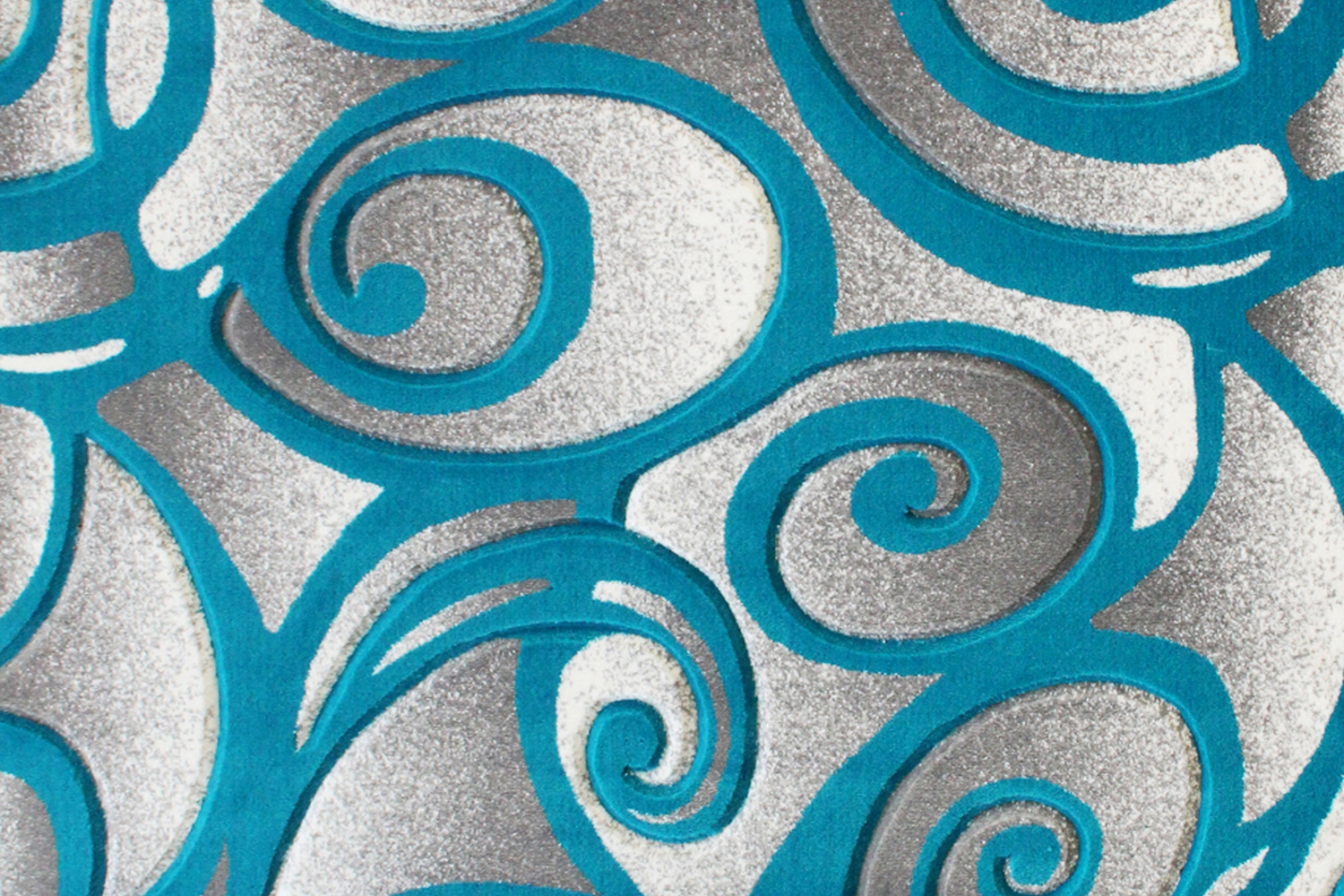 BLNK Willow Collection Modern Olefin High-Low Pile Swirled Area Rug - Turquoise, 8'W x 10'L