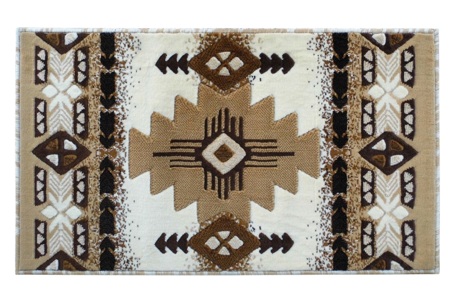 BLNK Mohave Collection Southwestern Style Olefin Traditional Area Rug with Jute Backing - Ivory, 2'W x 3'L