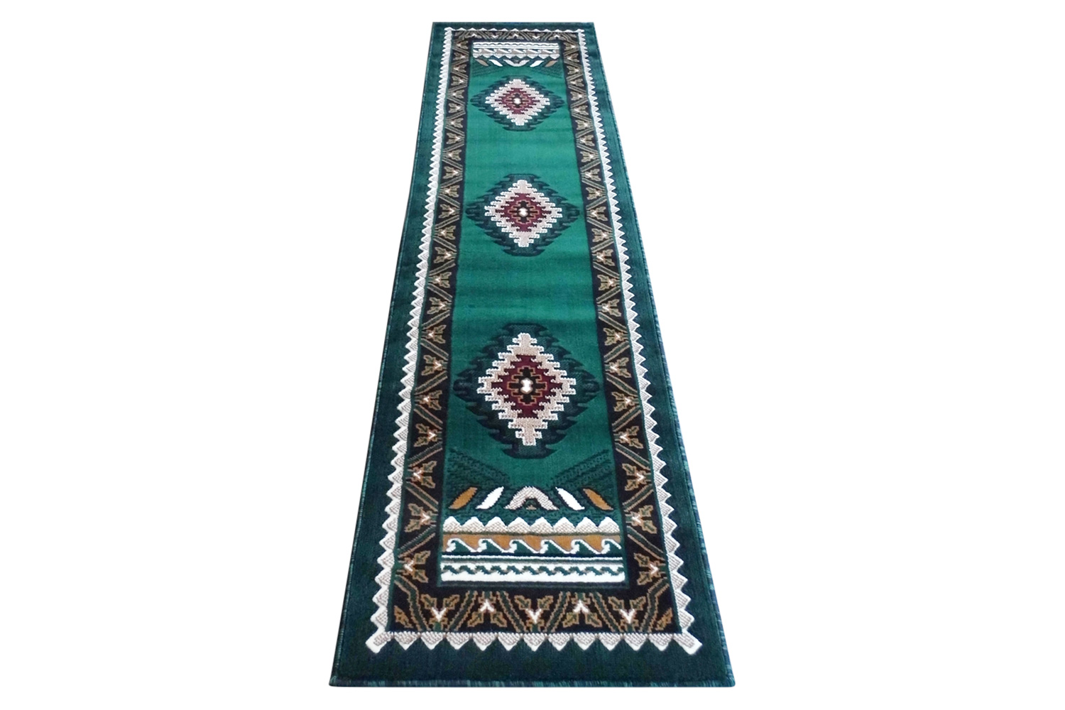 BLNK™ Ventana Collection Southwest Olefin Area Rug with Jute Backing - Hunter Green, 2'W x 7'L