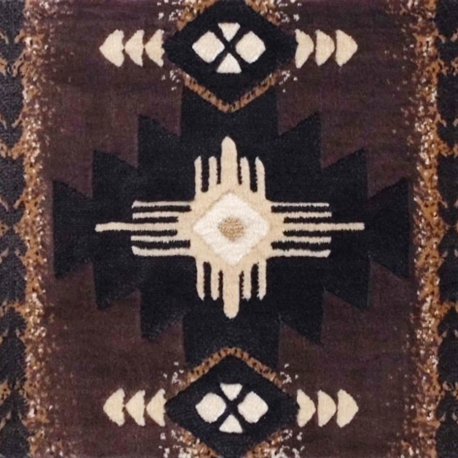 BLNK Mohave Collection Southwestern Style Olefin Traditional Area Rug with Jute Backing - Chocolate, 2'W x 3'L