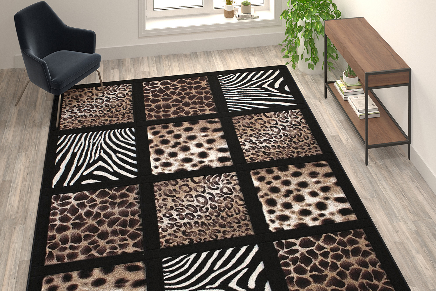 BLNK - Menagerie Collection Modern Olefin Animal Print Area Rug